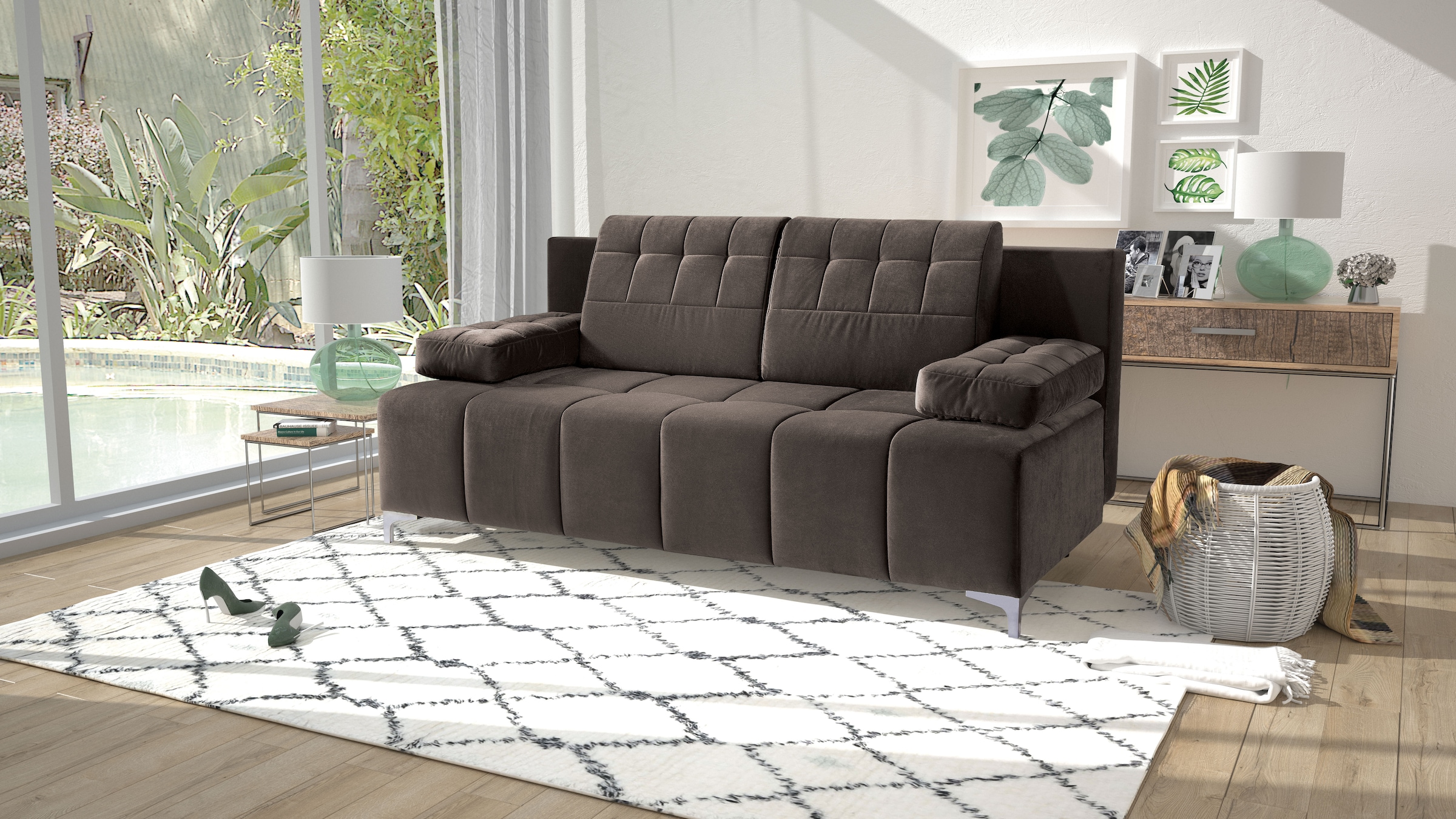 exxpo - sofa fashion 3-Sitzer »Schlafsofa mit Bettfunktion, Bettkasten, mit Federkernpolsterung«, bequem,...