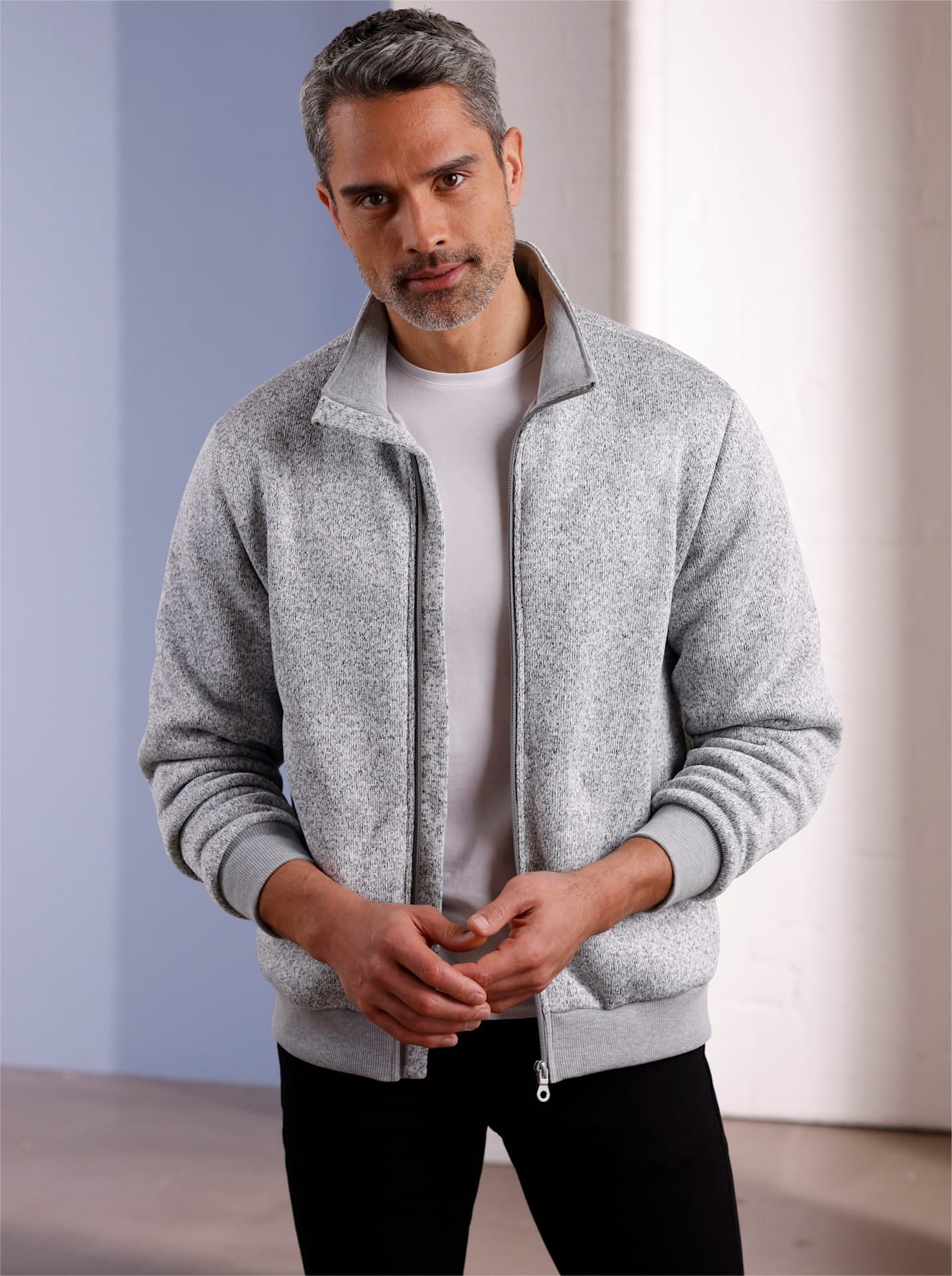 Image of Classic Strickfleecejacke ohne Kapuze