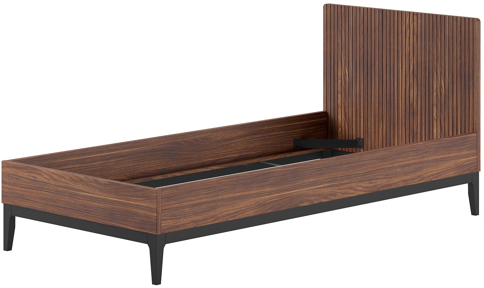 Image of Vipack Einzelbett "Ilyas 90 x 200 cm Liegefläche, gradliniges Design" Melamin Oberfläche in Nussbaum Dekor