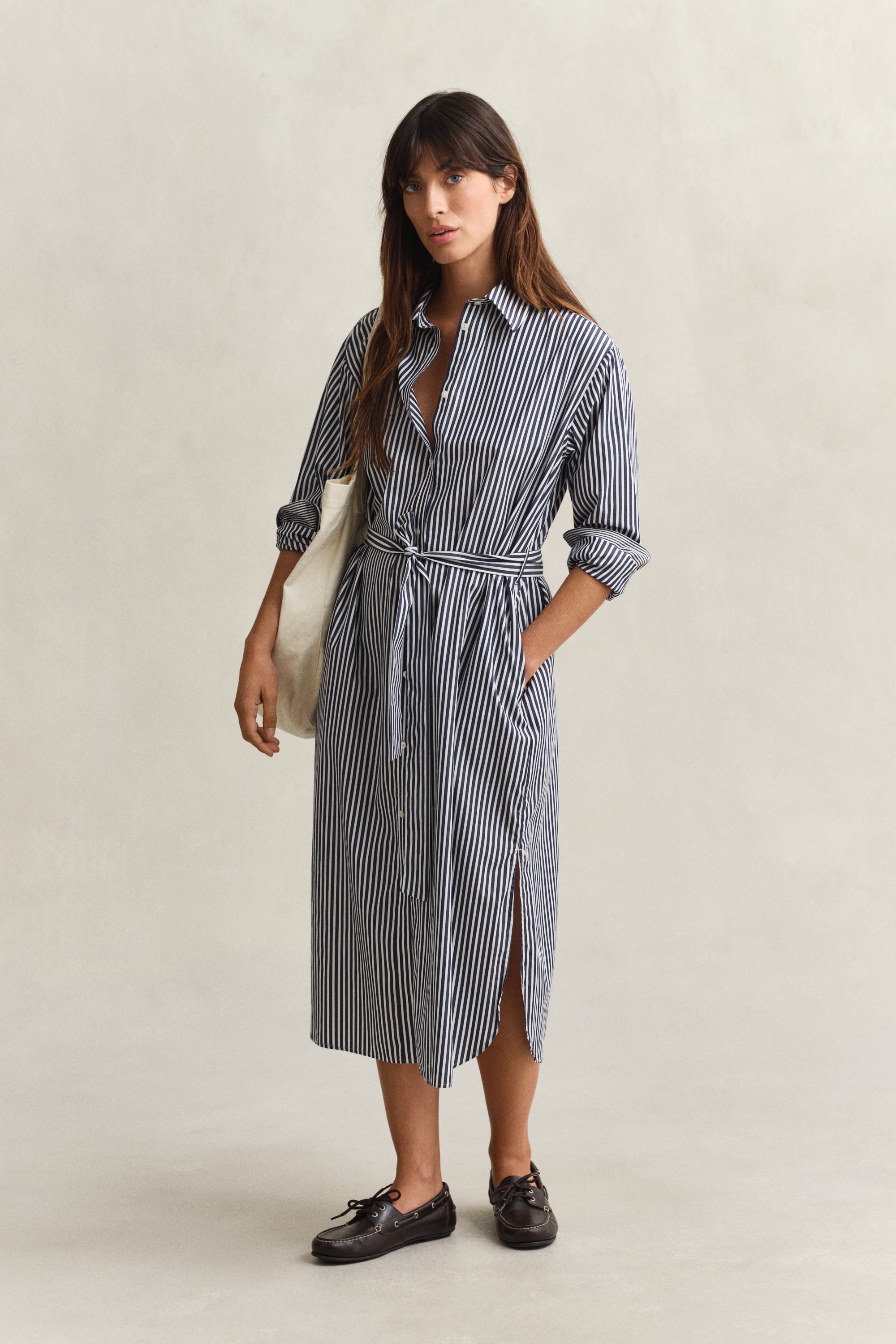 Image of Gant Hemdblusenkleid "CLASSIC POPLIN STRIPE" Nahttaschen mit Streifen, Taillengürtel, regular fit