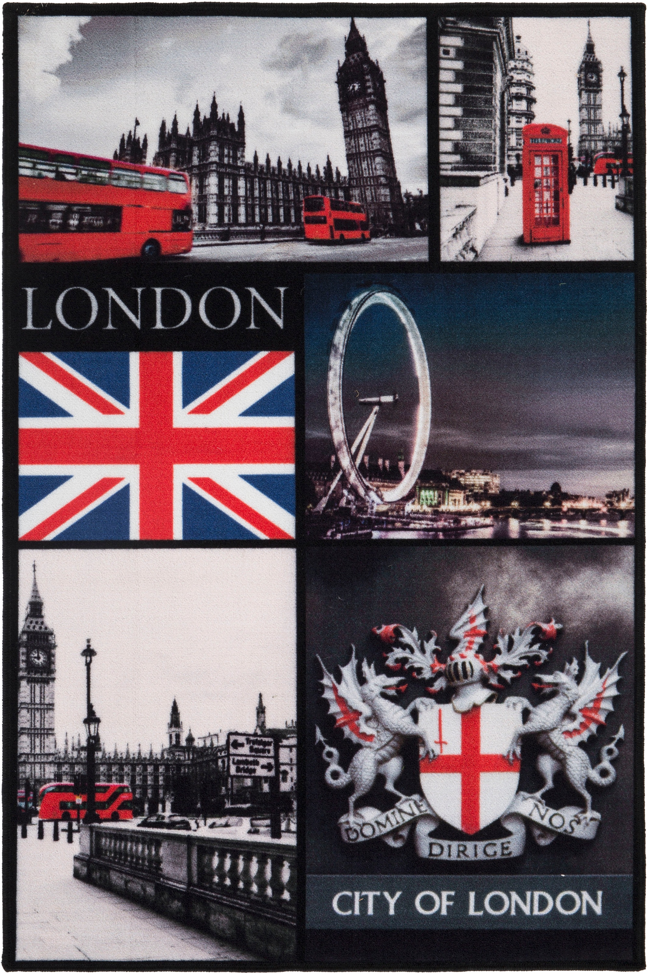 Image of Andiamo Teppich »London«, rechteckig, 4 mm Höhe, bedruckter Kurzflor, Patchwork Design, ideal im Wohnzimmer, Schlafzimmer & Jugendzimmer bei Ackermann Versand Schweiz