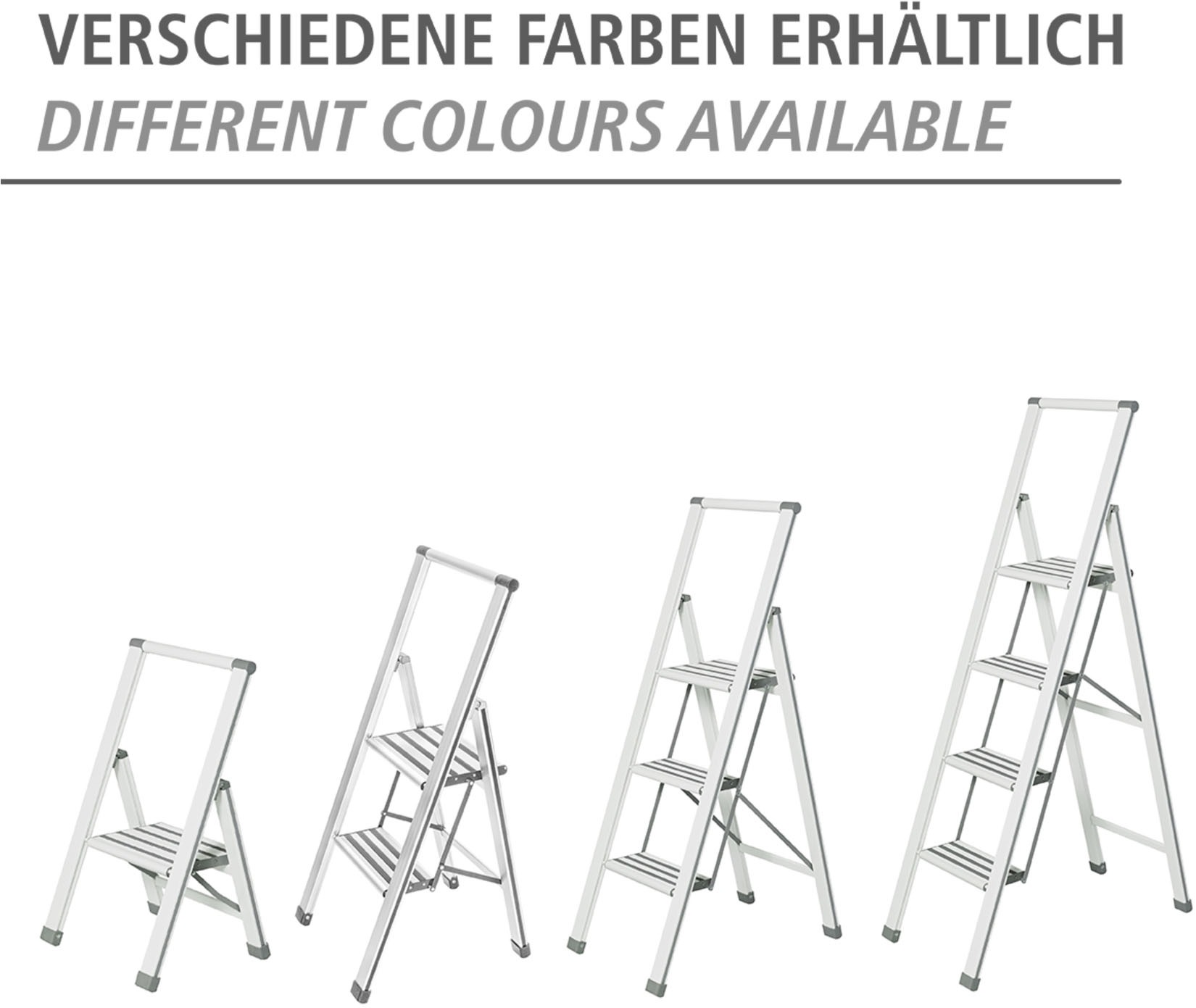 WENKO Trittleiter »Modell Alu-Design«, Klapptritt Leiter, rutschsichere XXL-Stufen, klappbar, bis 150 kg