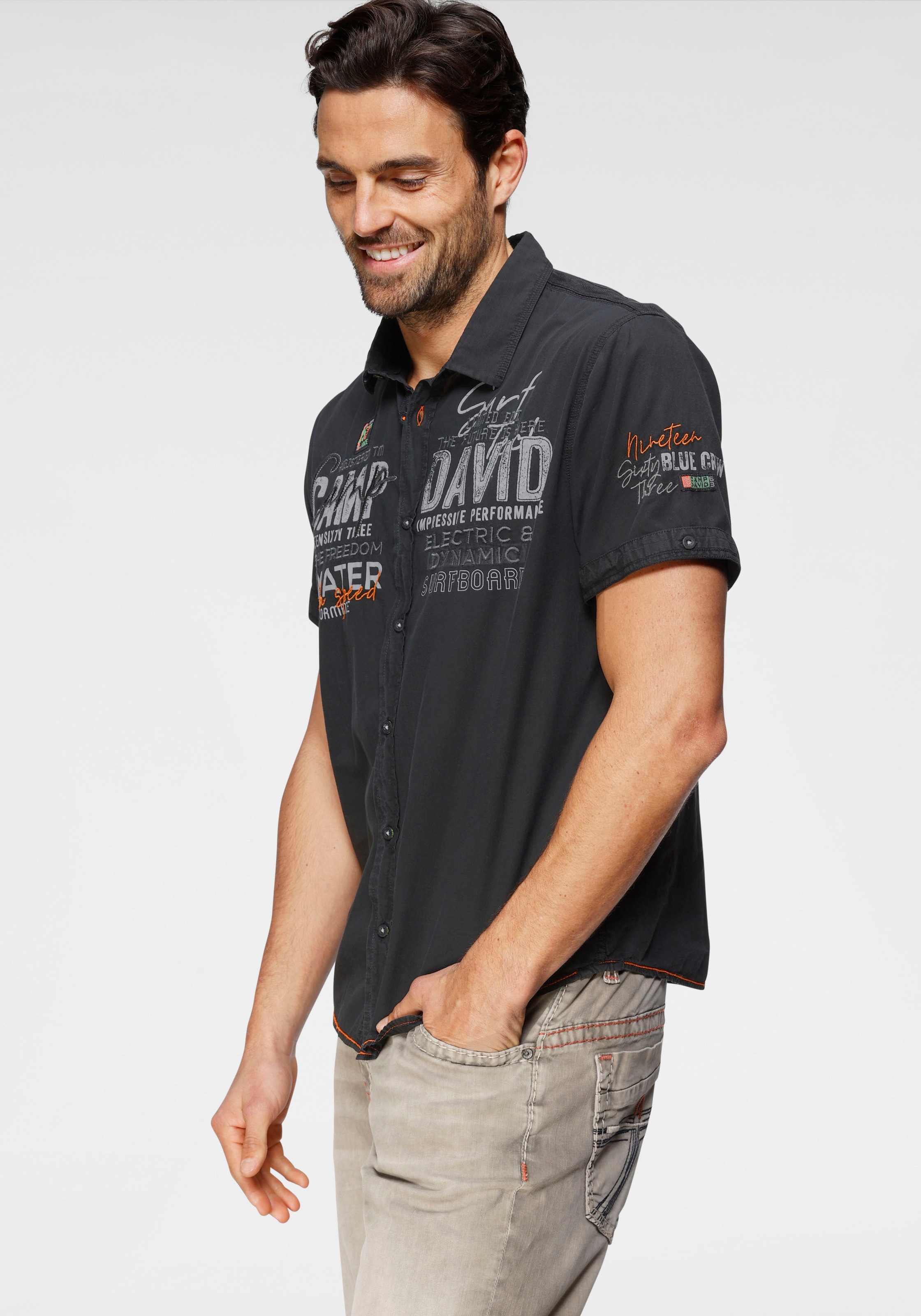 Image of CAMP DAVID Kurzarmhemd, mit Logoprint bei Ackermann Versand Schweiz