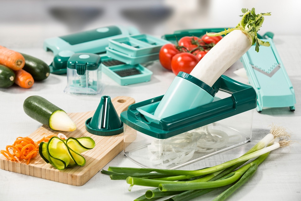 Genius Zerkleinerer »Nicer Dicer Fusion Smart«, 16-tlg. incl. Julietti Smart Spiralschneider, 1250 ml Auffangbehälter