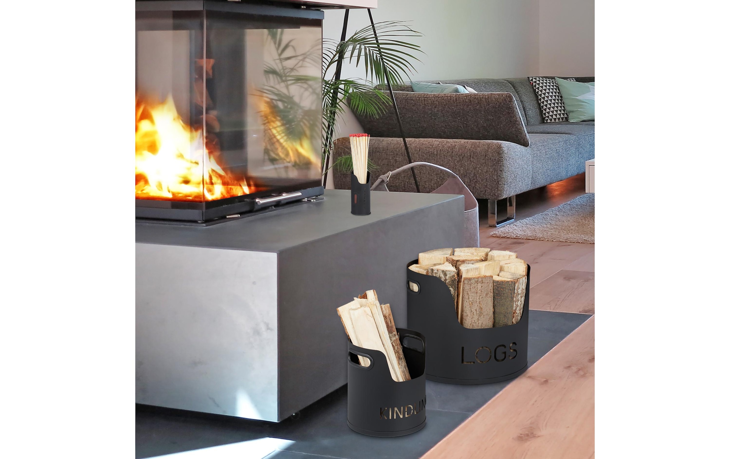 relaxdays Étagère pour bois de cheminée Set, 3 cuis tlg.