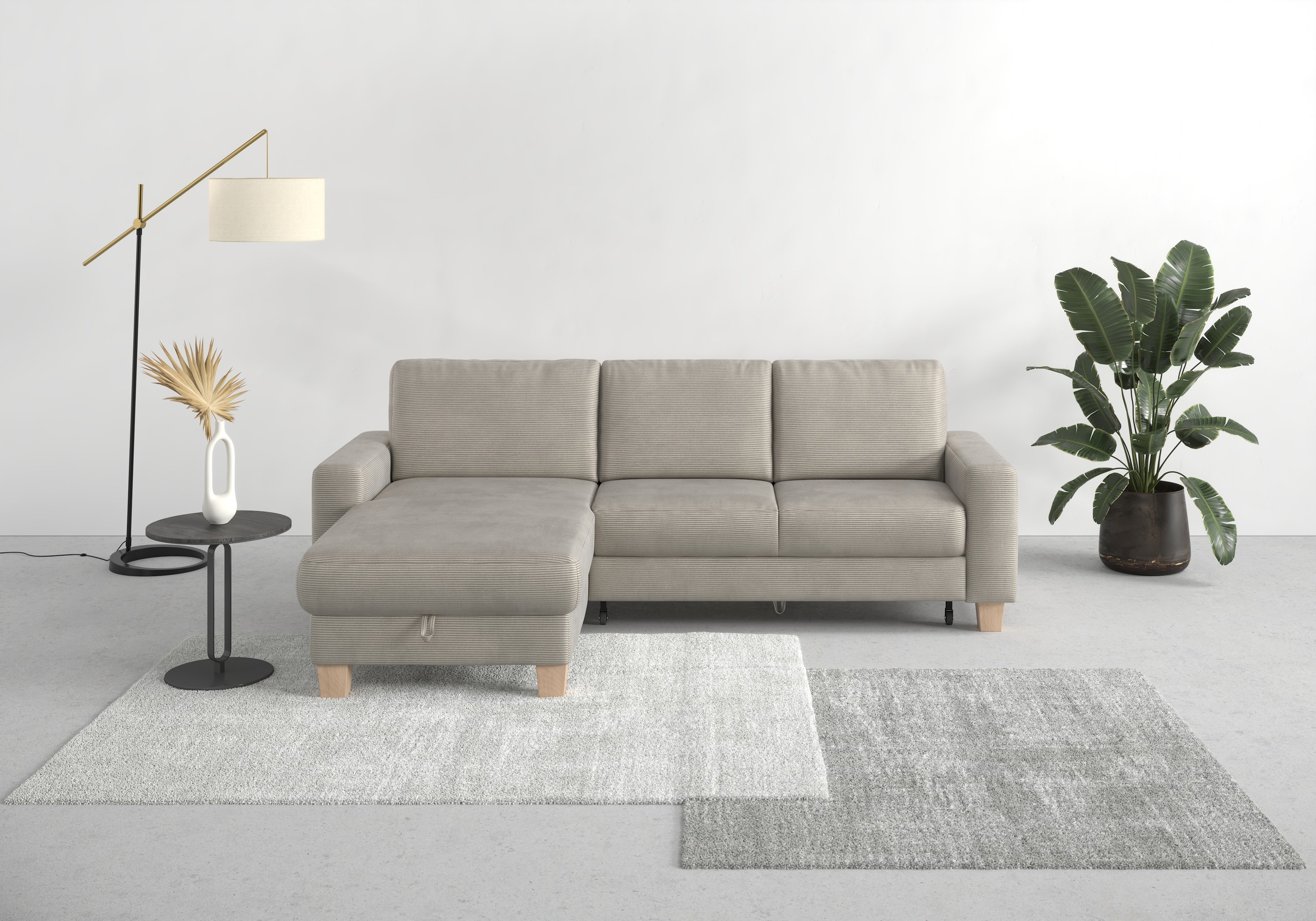 Image of Home affaire Ecksofa "Summer L-Form" mit Recamiere, mit oder ohne Bettfunktion und Bettkasten, Cord-Bezug