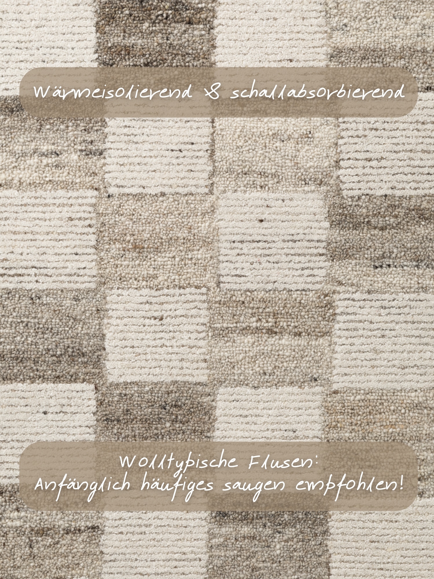 vikosa Wollteppich »Quadra« rechteckig 15 mm Höhe Handgemacht, Kariert, Karo, Natur, Wolle, Wohnzimmer,Schlafzimmer