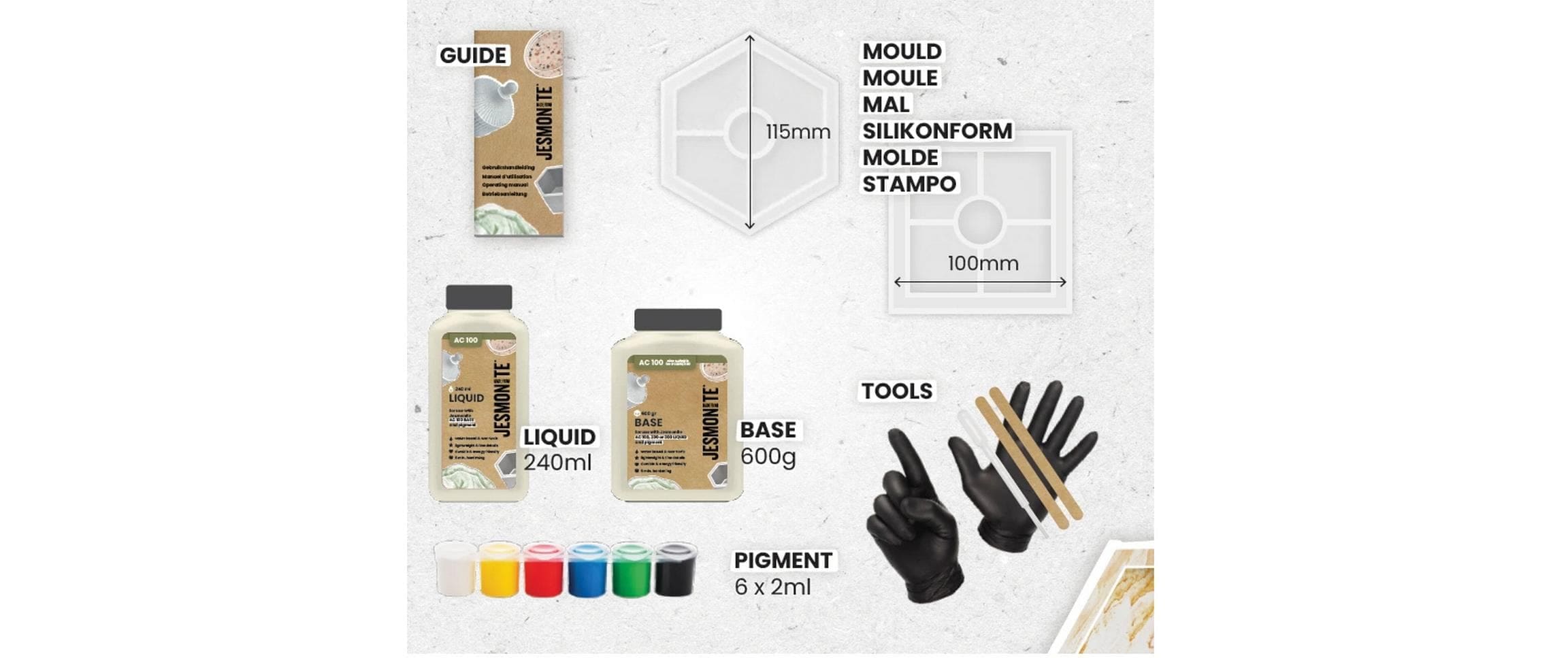 Kreativset »Jesmonite Bastelset Giessen Schale / Tablet«