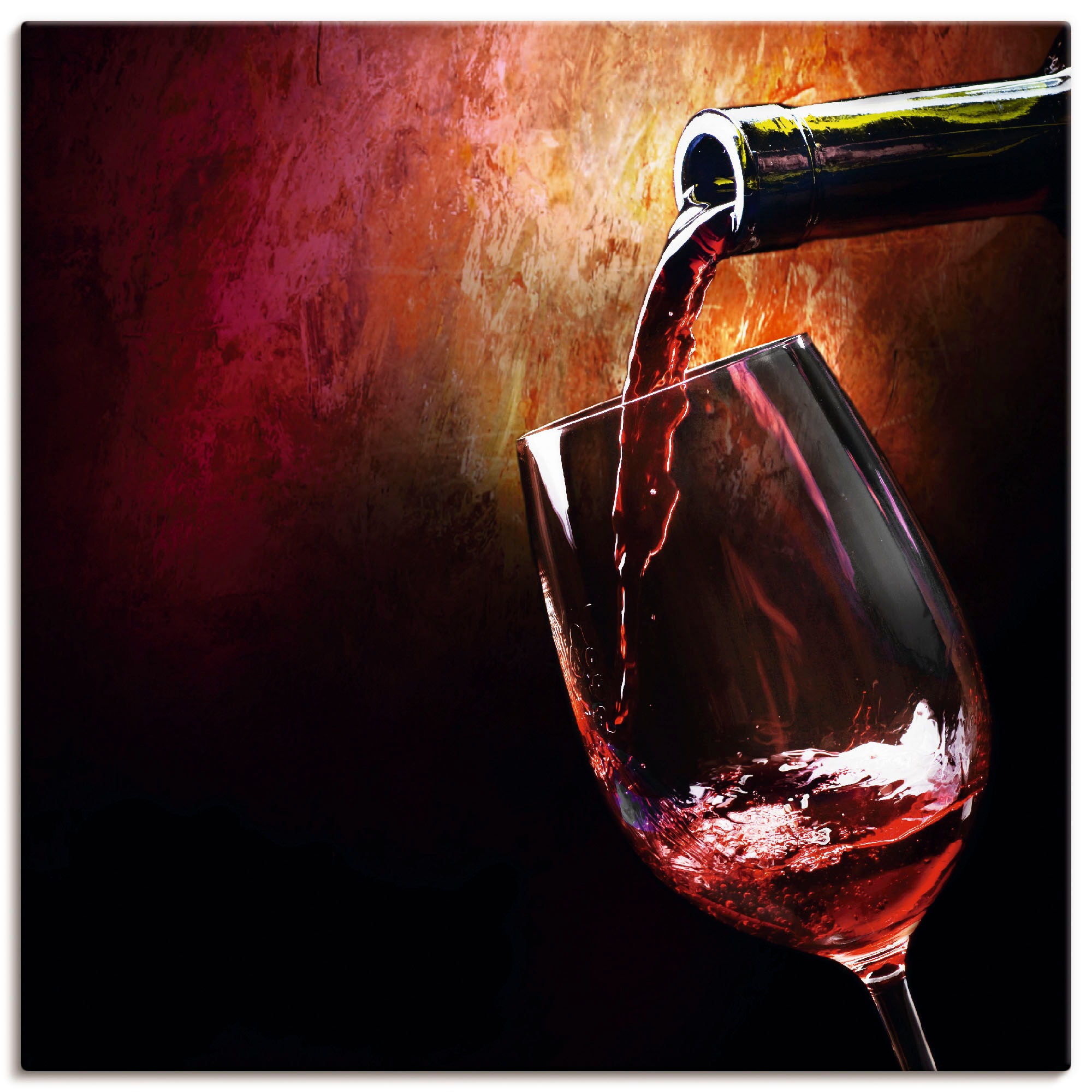 Image of Artland Leinwandbild "Wein - Rotwein" Getränke 1 Stk. tlg. auf Holzrahmen gespannt