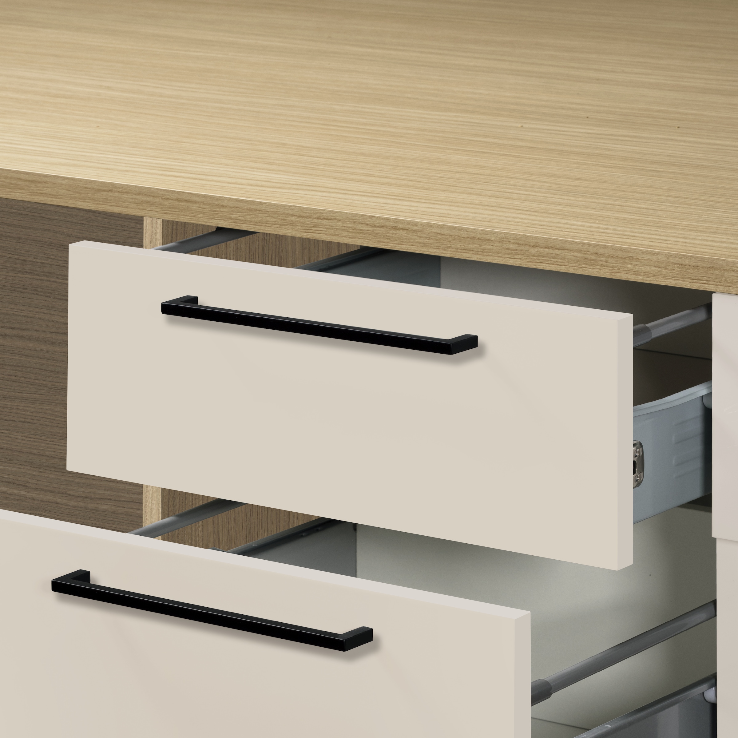 KOCHSTATION Kitchenette »Luna, Küchenzeile mit Spüle + Siphon, ohne E-Geräte« Breite 182 cm,Türen mit Soft-Close Funktion, Metalgriffe,Made in Italy