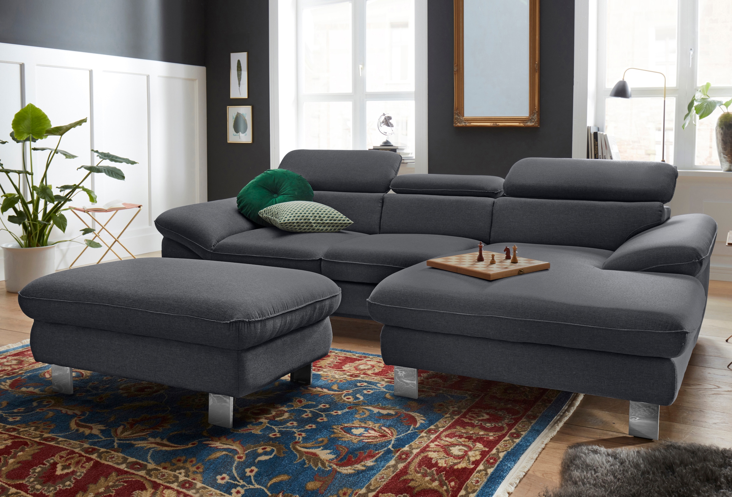 COTTA Polstergarnitur »Driver L-Form«, (Set, 2 tlg.), Set bestehend aus: Ecksofa mit Kopfteilverstellung & Hocker