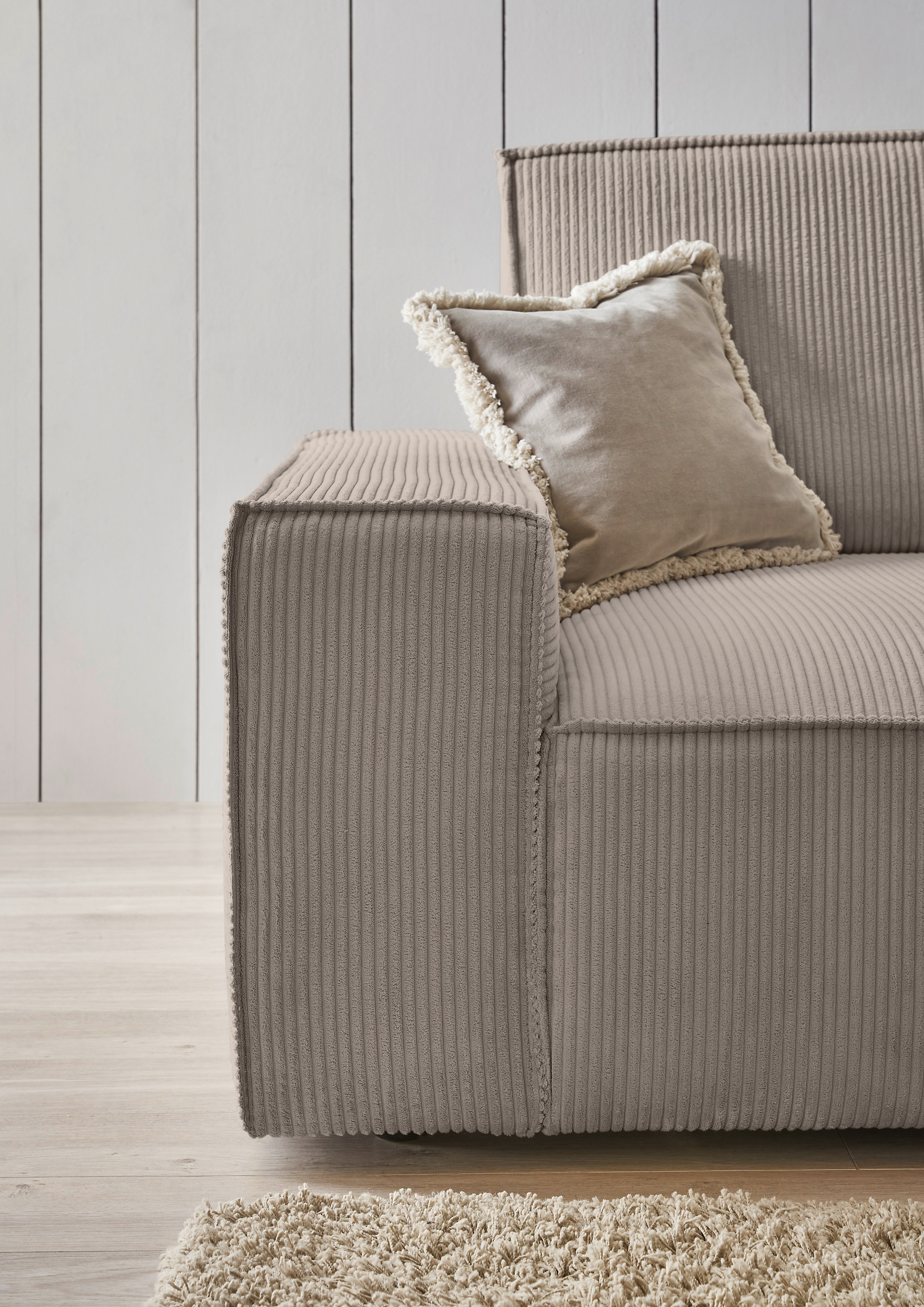 Home affaire Ecksofa »NEU: SHERWOOD XXL 284, Big-Sofa L-Form, tiefe Sitzfläche 95 cm, Cord« Recamiere rechts/links, als Schlafsofa stellbar, Cord u. Leinenoptik