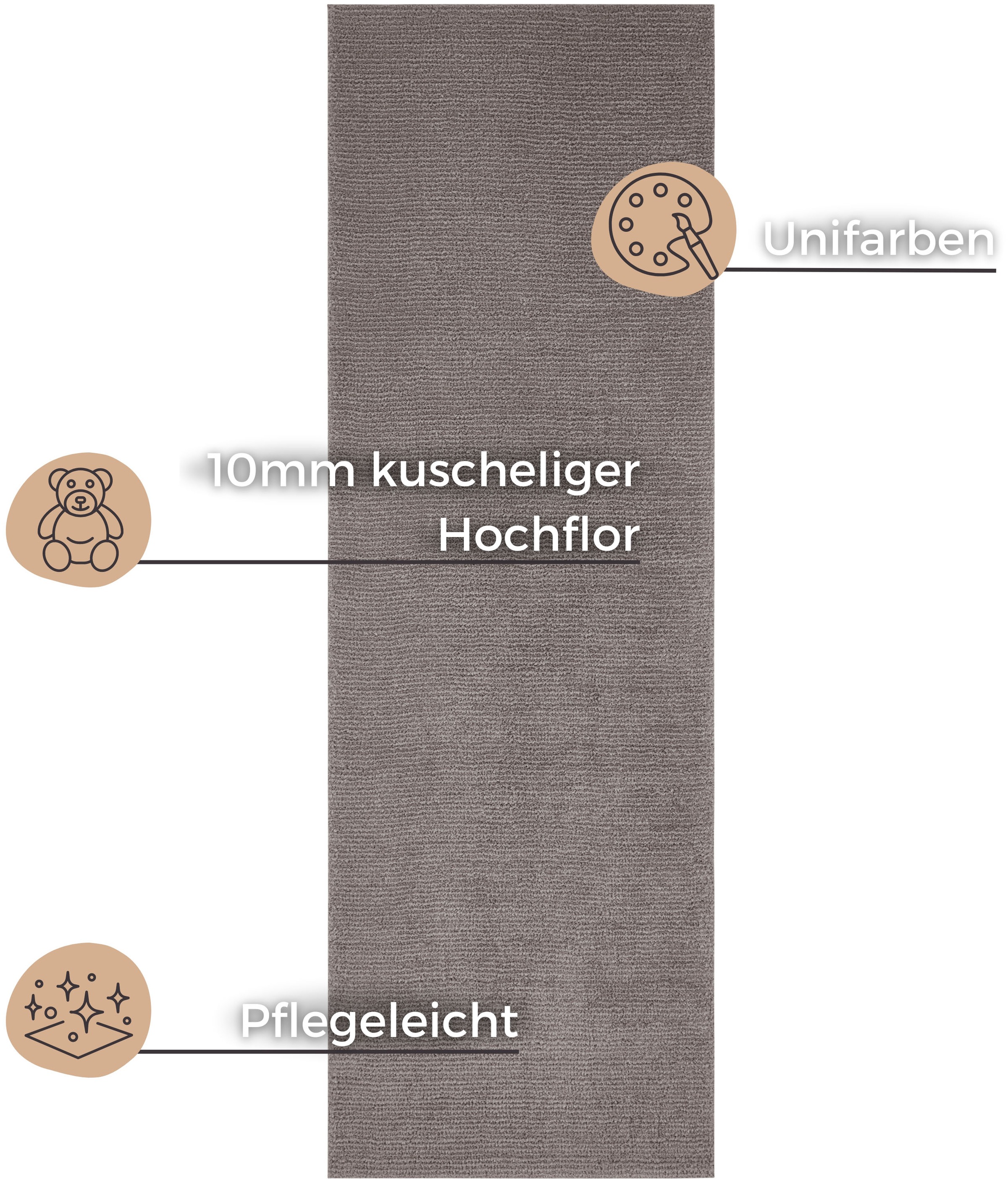 HANSE Home Teppich »Supersoft«, rechteckig, 10 mm Höhe, Kurzflor, Läufer Modern, Einfarbig, Wohnzimmer, Schlafzimmer