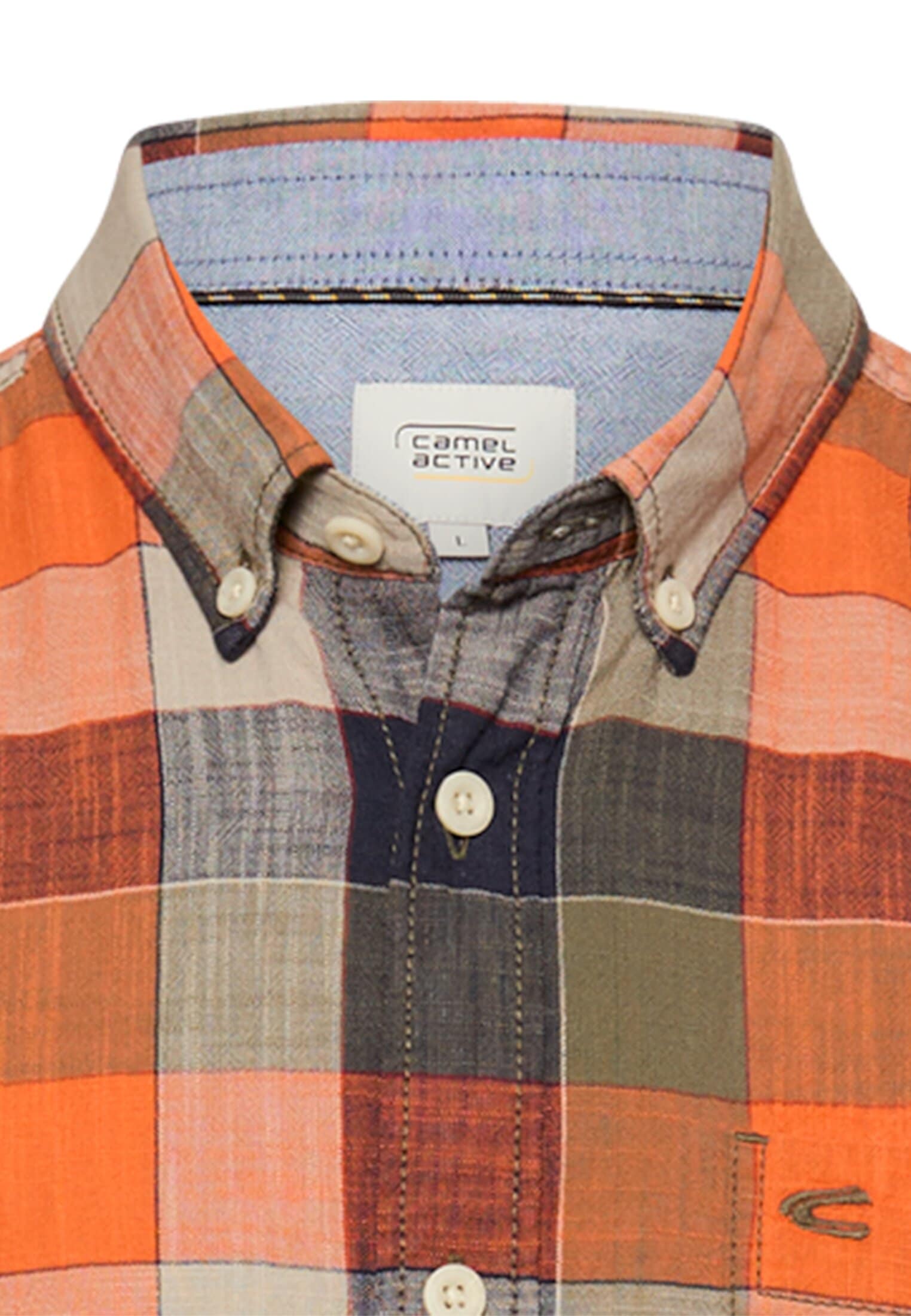 camel active Karohemd Kurzarm, mit Button-Down-Kragen