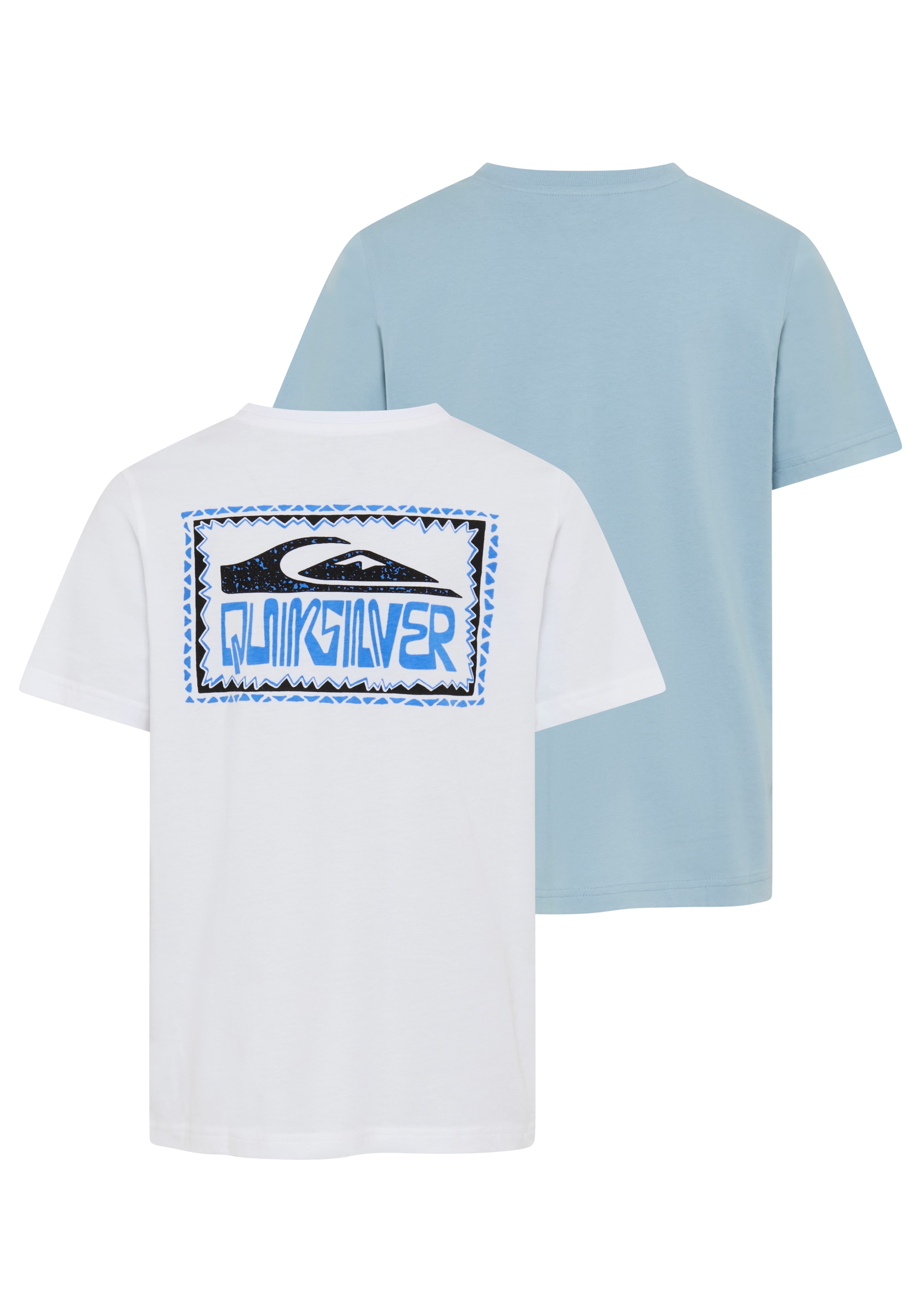 Quiksilver T-shirt »WRAP FRAM CRAZY SESHORT SLEEVE SHORT SLEEVE PAK Y« 2 manches courtes, lot de 2, en coton, tissu jersey, coupe sportive