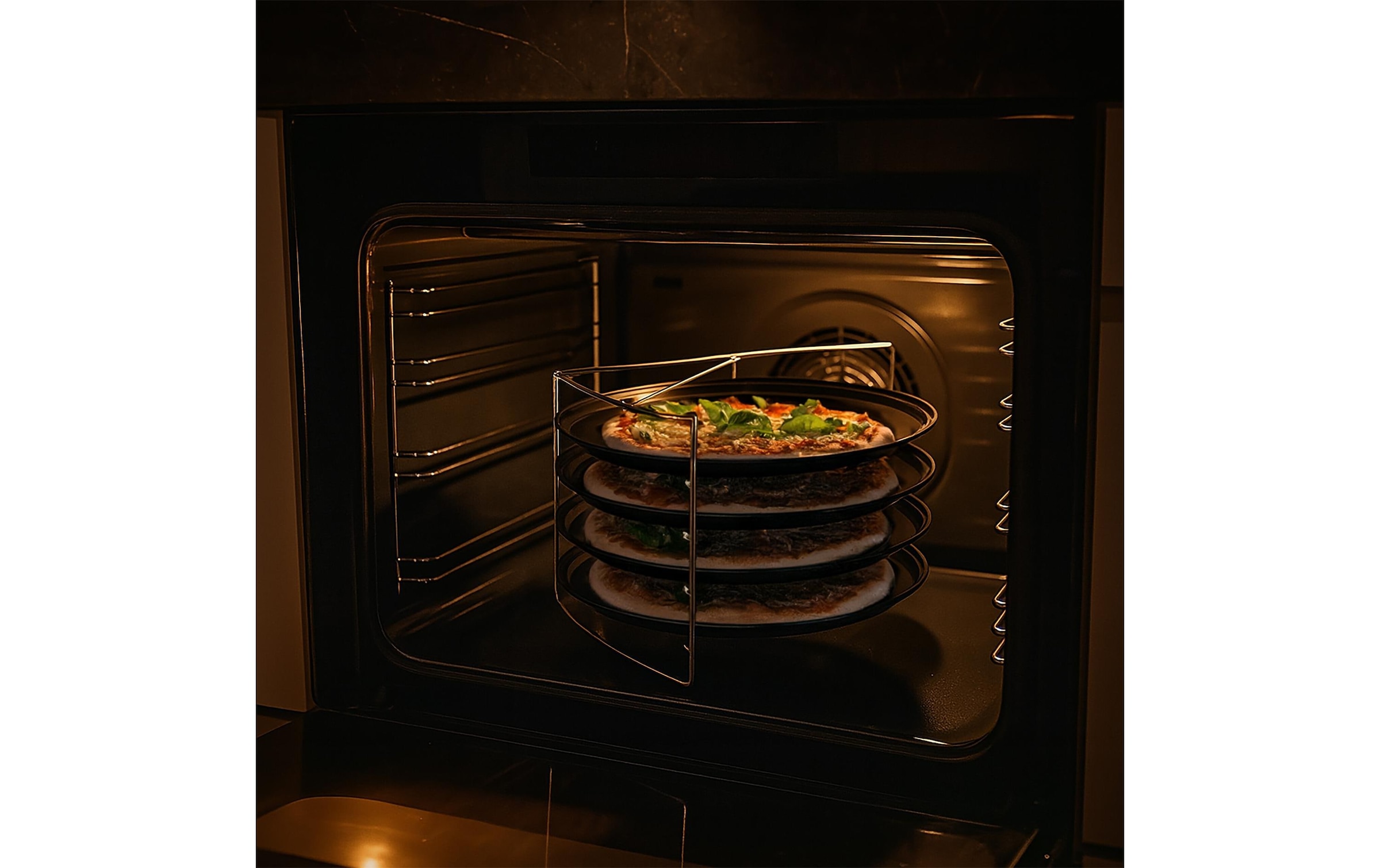 relaxdays Pizzablech »4er-Set mit Gestell« Edelstahl | Stahl