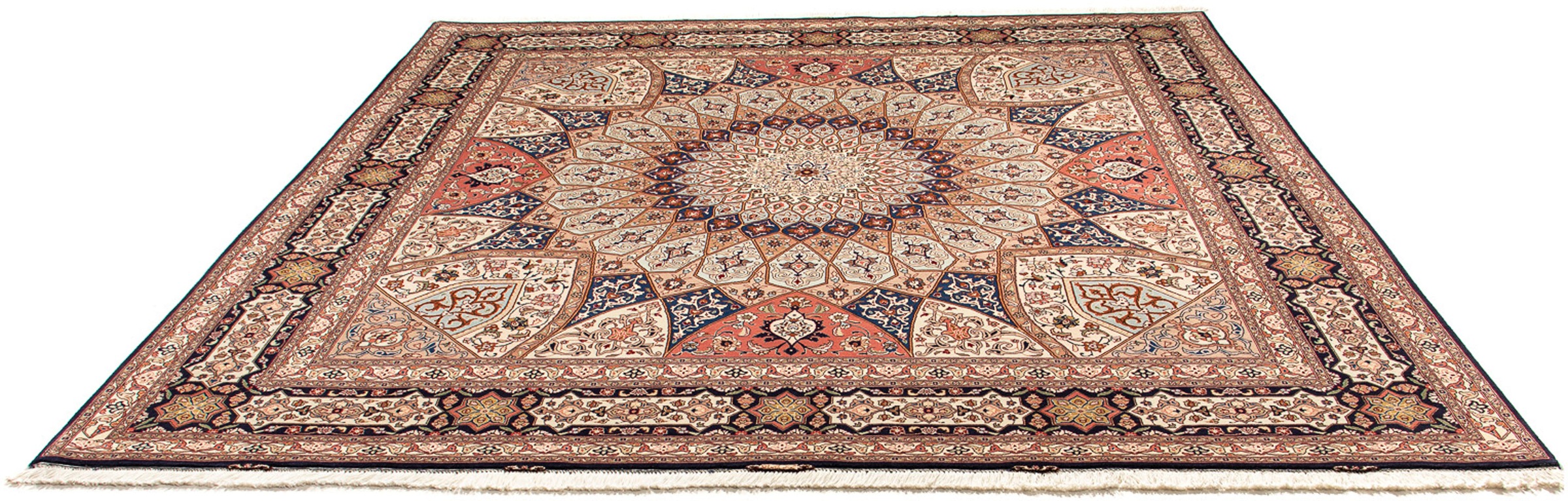 Image of morgenland Orientteppich »Perser - Täbriz - Royal quadratisch - 253 x 250 cm - hellbraun«, quadratisch, 7 mm Höhe, Wohnzimmer, Handgeknüpft, Einzelstück mit Zertifikat bei Ackermann Versand Schweiz