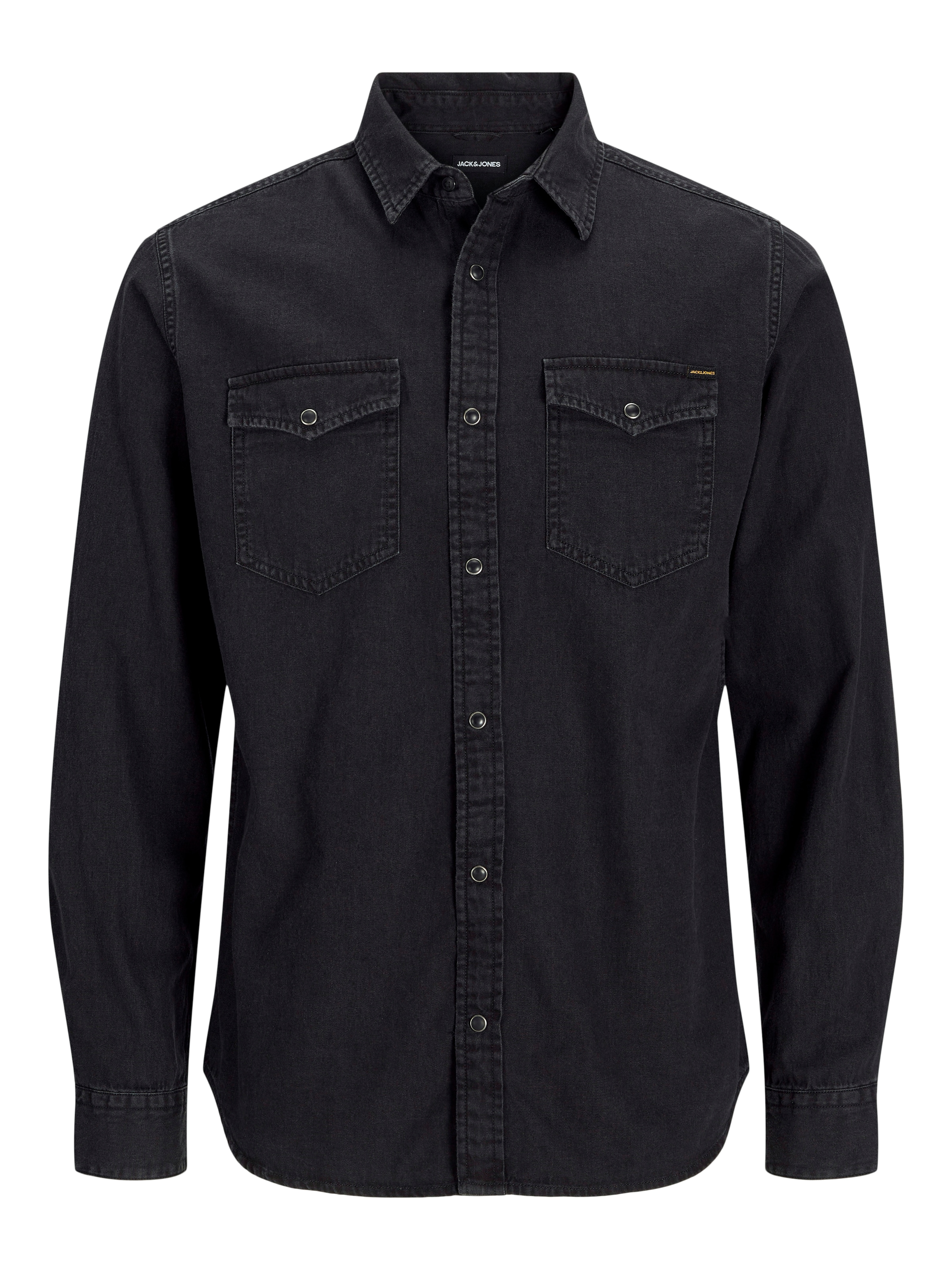 Jack & Jones Jeanshemd »JJESHERIDAN im Workwear-Stil mit robuster Baumwollqualität« unifarben, modisch, slim fit, Baumwolle, Hemdkragen