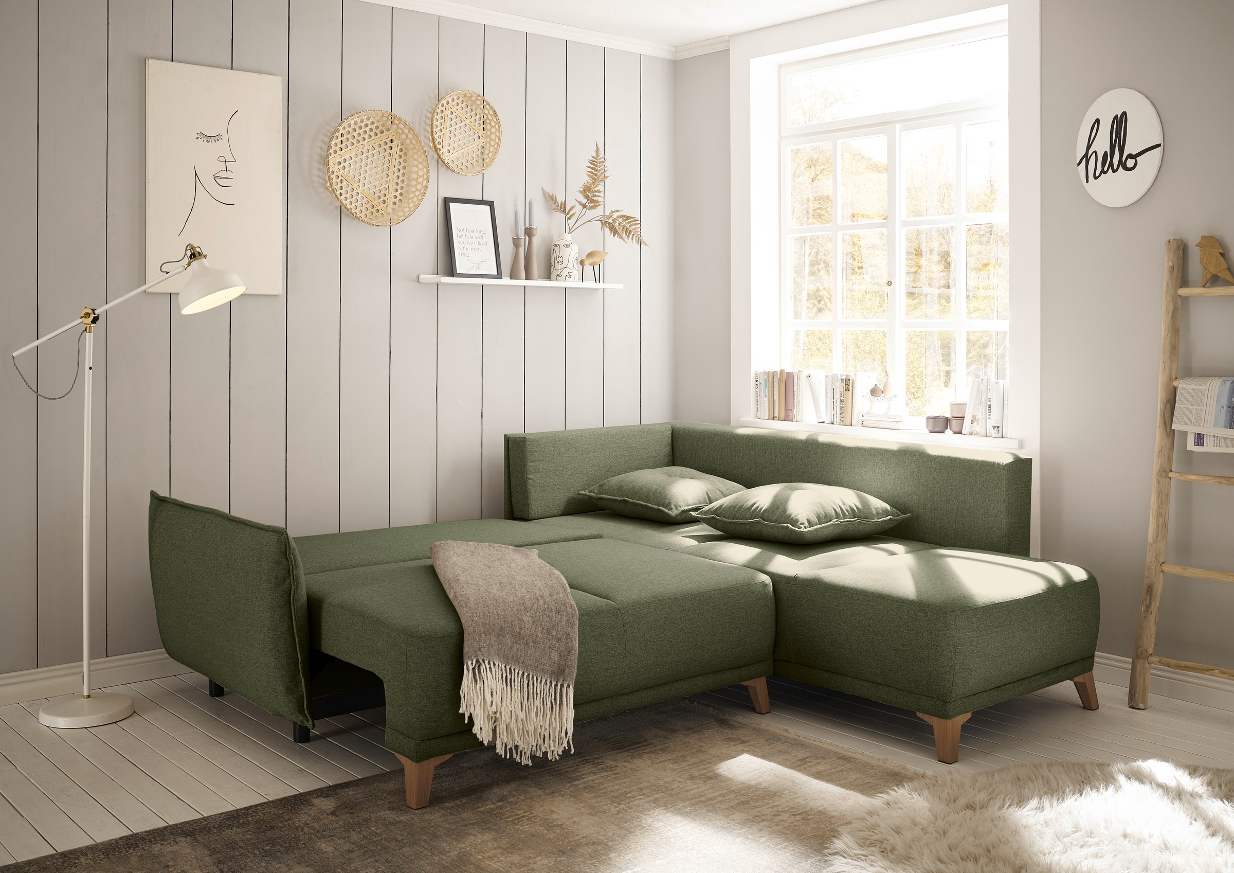 ED EXCITING DESIGN Ecksofa »Pamplona L-Form«, mit Bettfunktion, Bettkasten & Zierkissen