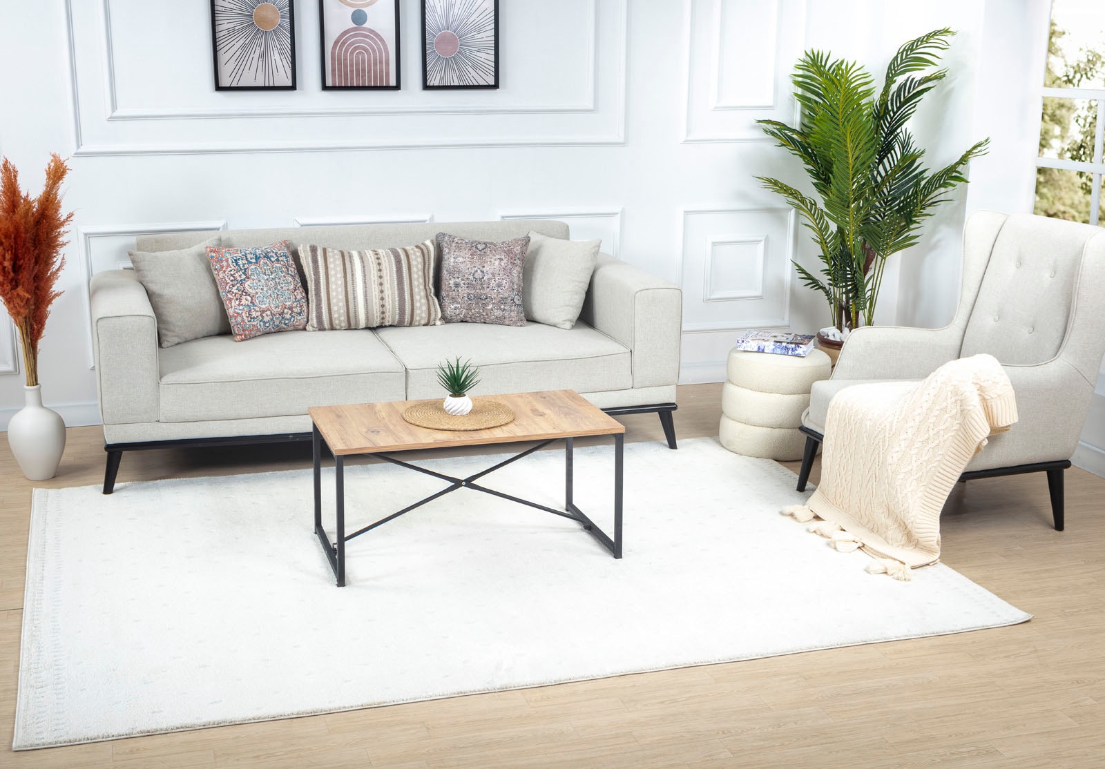 Livabliss Teppich »BARI«, rechteckig, 14 mm Höhe, Skandi Design, Modern Boho Kurzflor Wohnzimmerteppich, Schlafzimmer