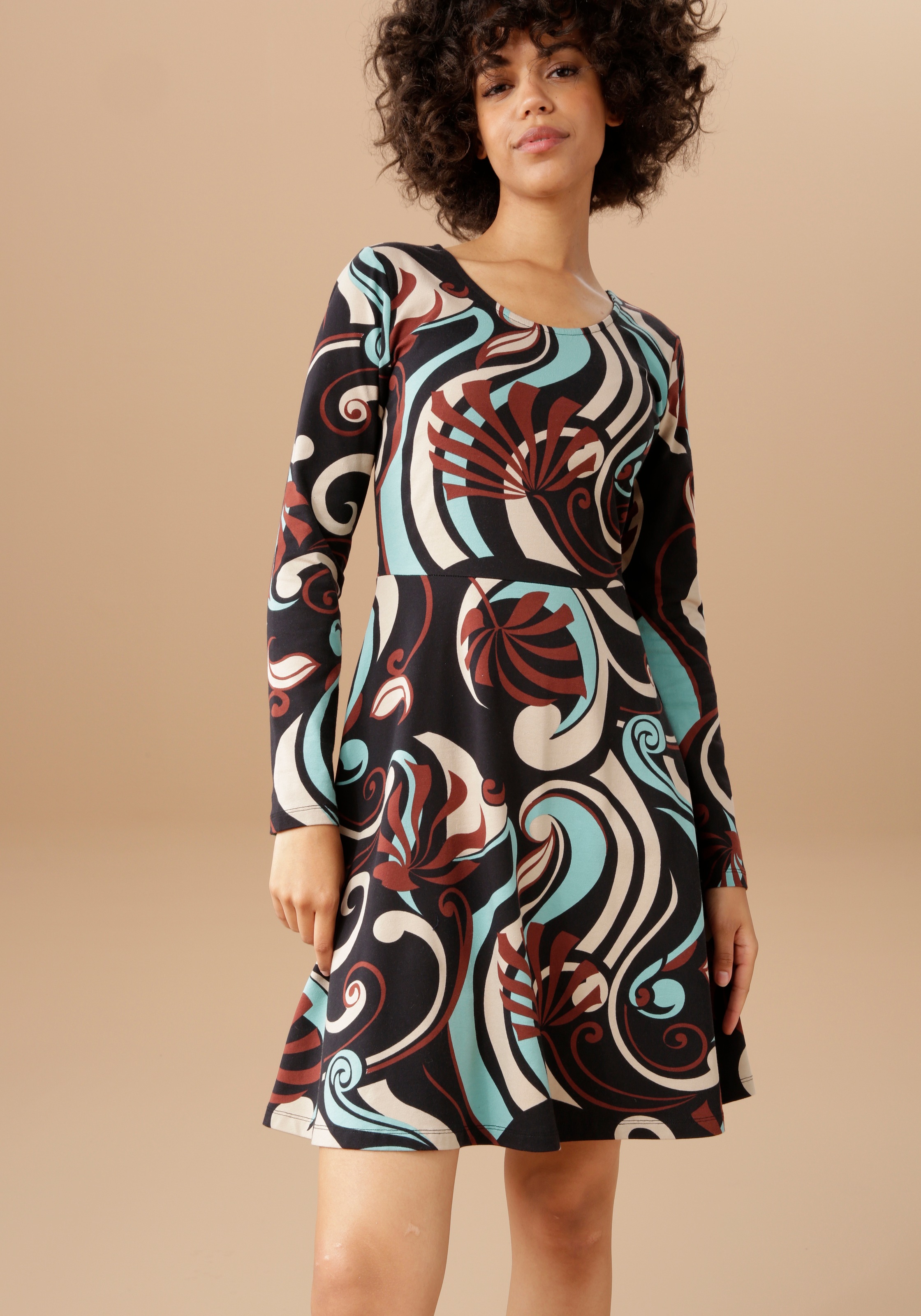 Image of Aniston CASUAL Jerseykleid, im Retro-Dessin bedruckt bei Ackermann Versand Schweiz