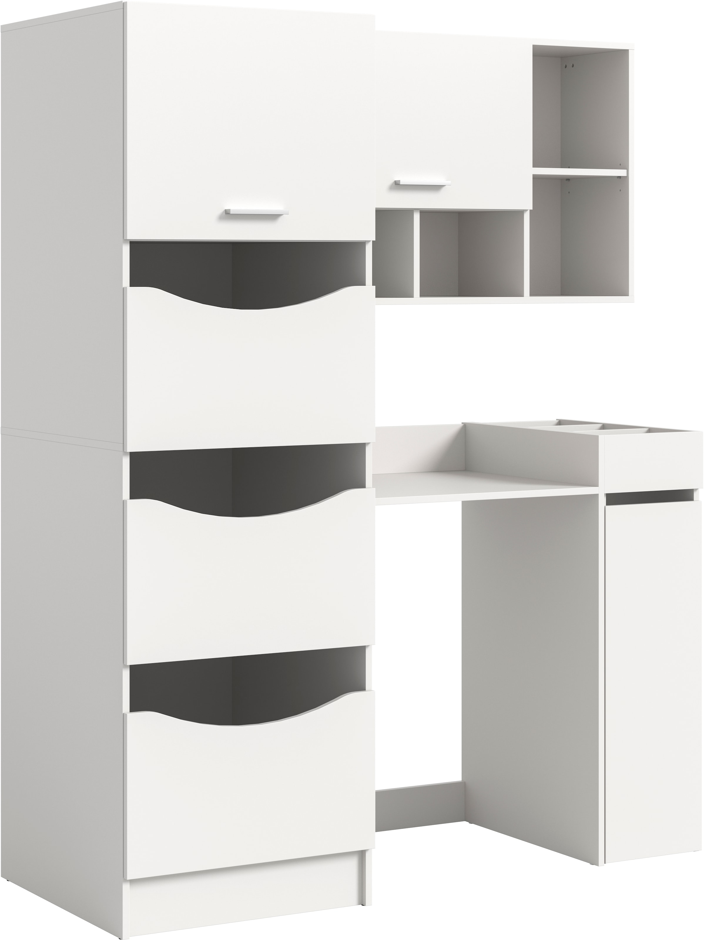 welltime Badmöbel-Set »FALAS, TOPSELLER!, 4-teilig, Hauswirtschaftsraum Set, Breite 126 cm« Set, Wäschschrank, Waschmaschinenumbauschrank, Standregal, Hängeschrank, 4 Stk. tlg.