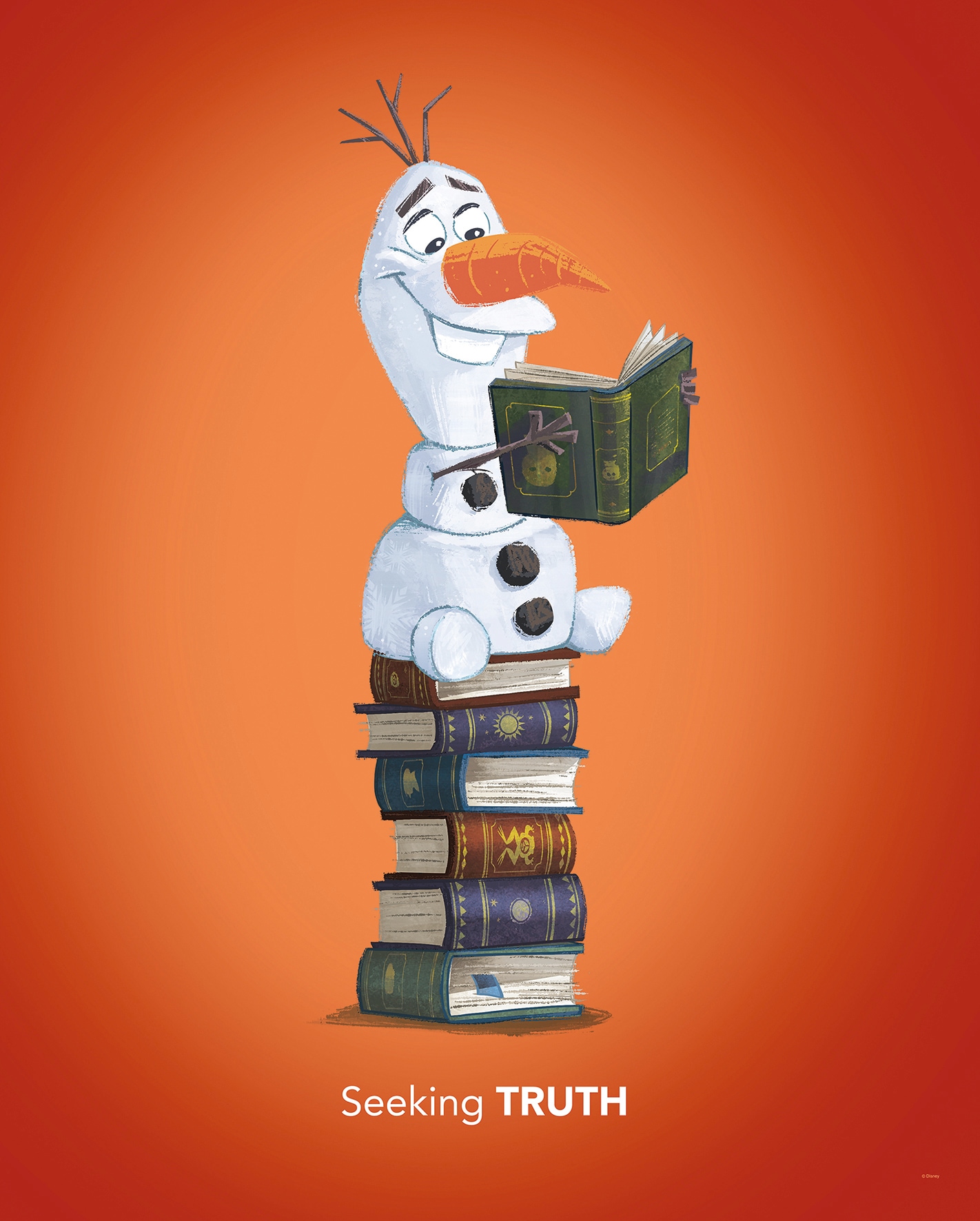 Image of Komar Bild "Frozen Olaf Reading" Disney 1 Stk. tlg. Wandbild zur Dekoration im Kinderzimmer - ohne Rahmen
