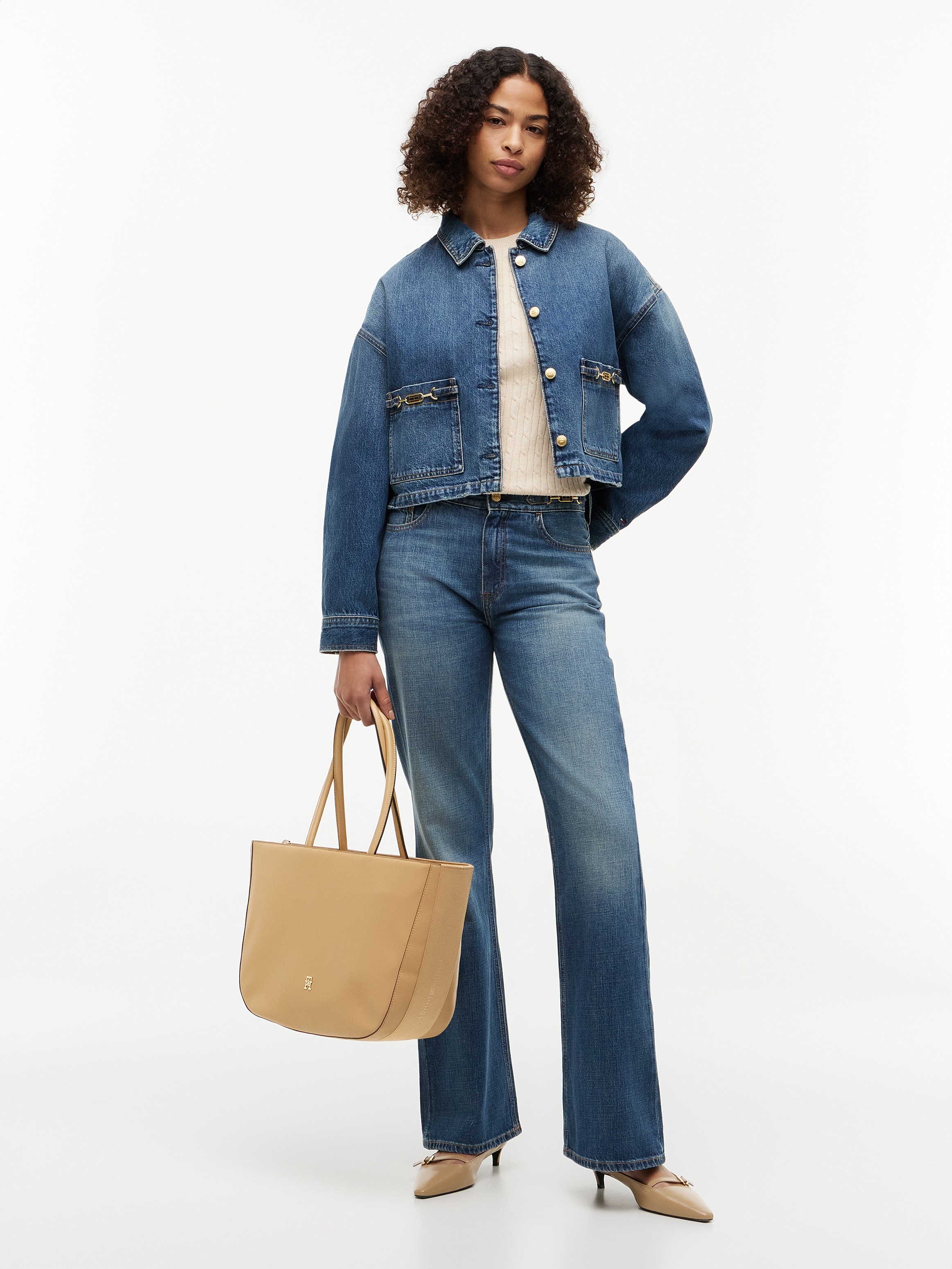 Tommy Hilfiger Tragetasche »TH LOGOTAPE TOTE« Damen Shopper, Handtasche mit goldfarbenem TH-Detail
