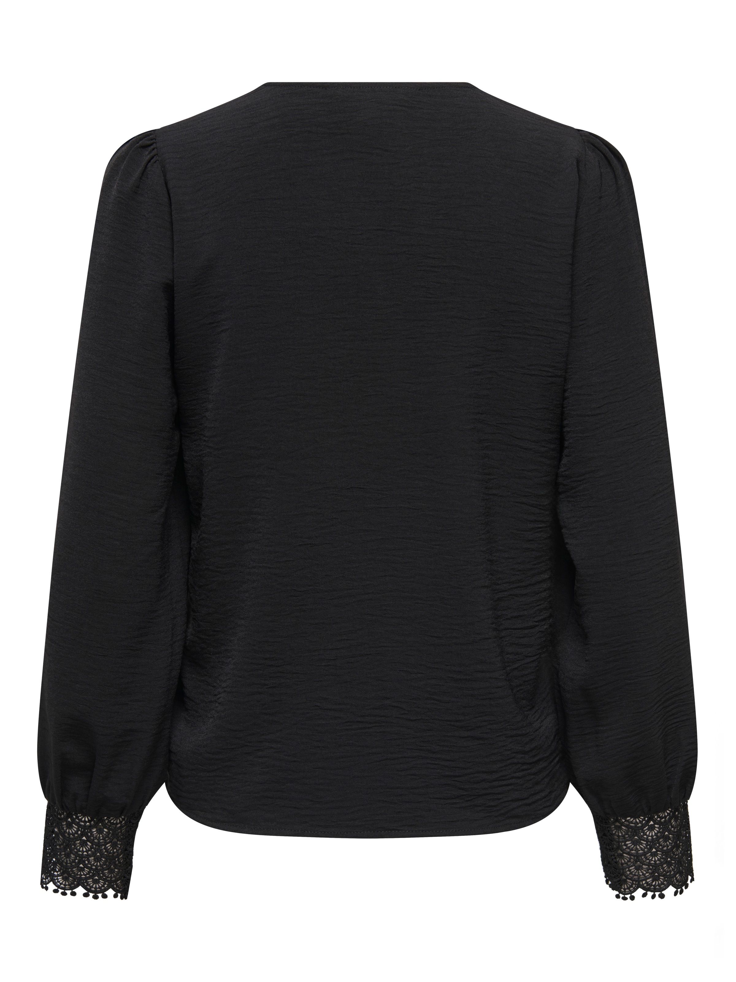 ONLY Blouse à manches longues »ONLCERENA METTE L/S LACE VNECK TOP WVN« Kunstfaser, regular fit, V-Ausschnitt