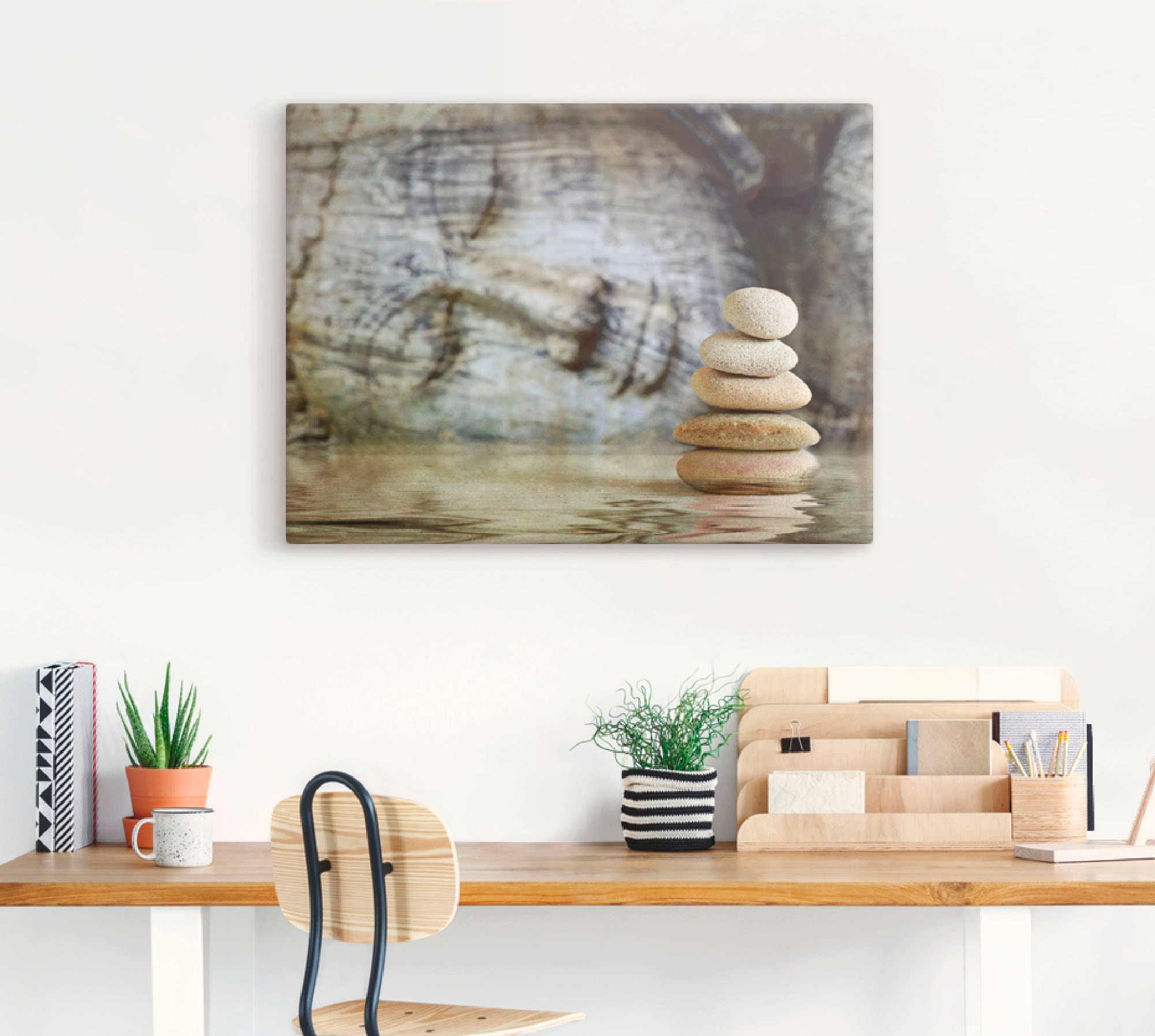 Artland Tableau sur toile »Wassertempel« Zen 1 cuis tlg. tendu sur cadre en bois