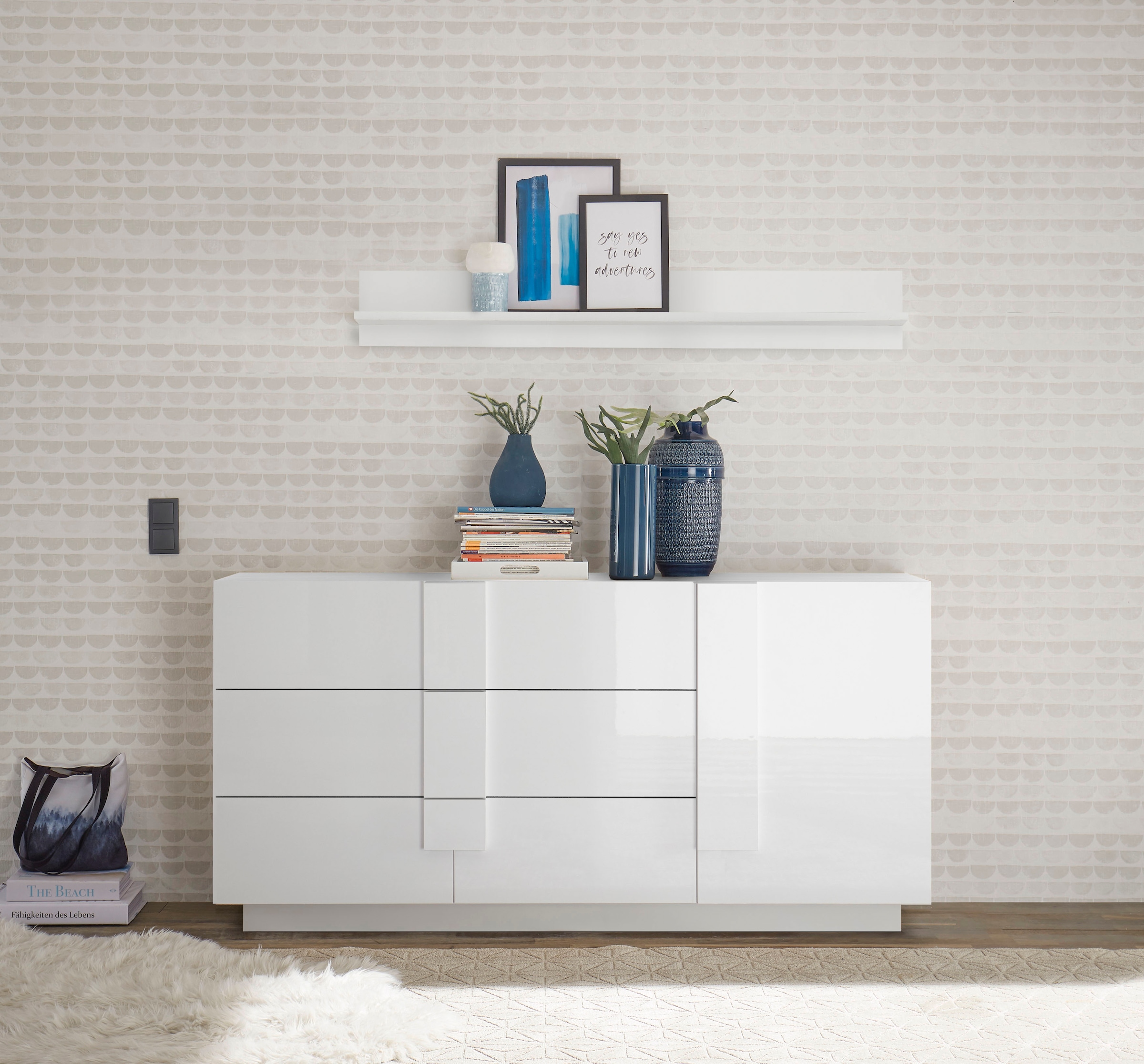 Image of Home affaire Sideboard "Jupiter, Breite 181 cm, Kommode 1 Tür - Soft Closing, 3 Schubkästen", Anrichte, moderne Griffblende, FSC, cleveres Stauraumkonzept