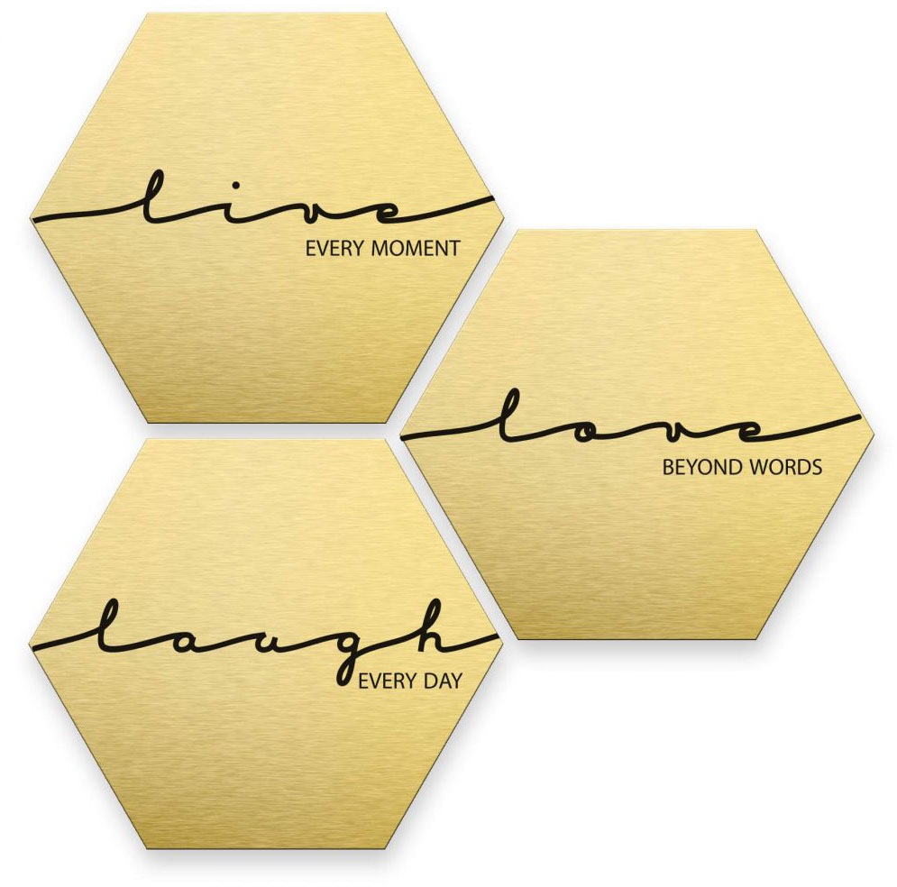 Image of Wall-Art Mehrteilige Bilder »Goldfarben Effekt Live Laugh Love«, (Set, 3 St.) bei Ackermann Versand Schweiz