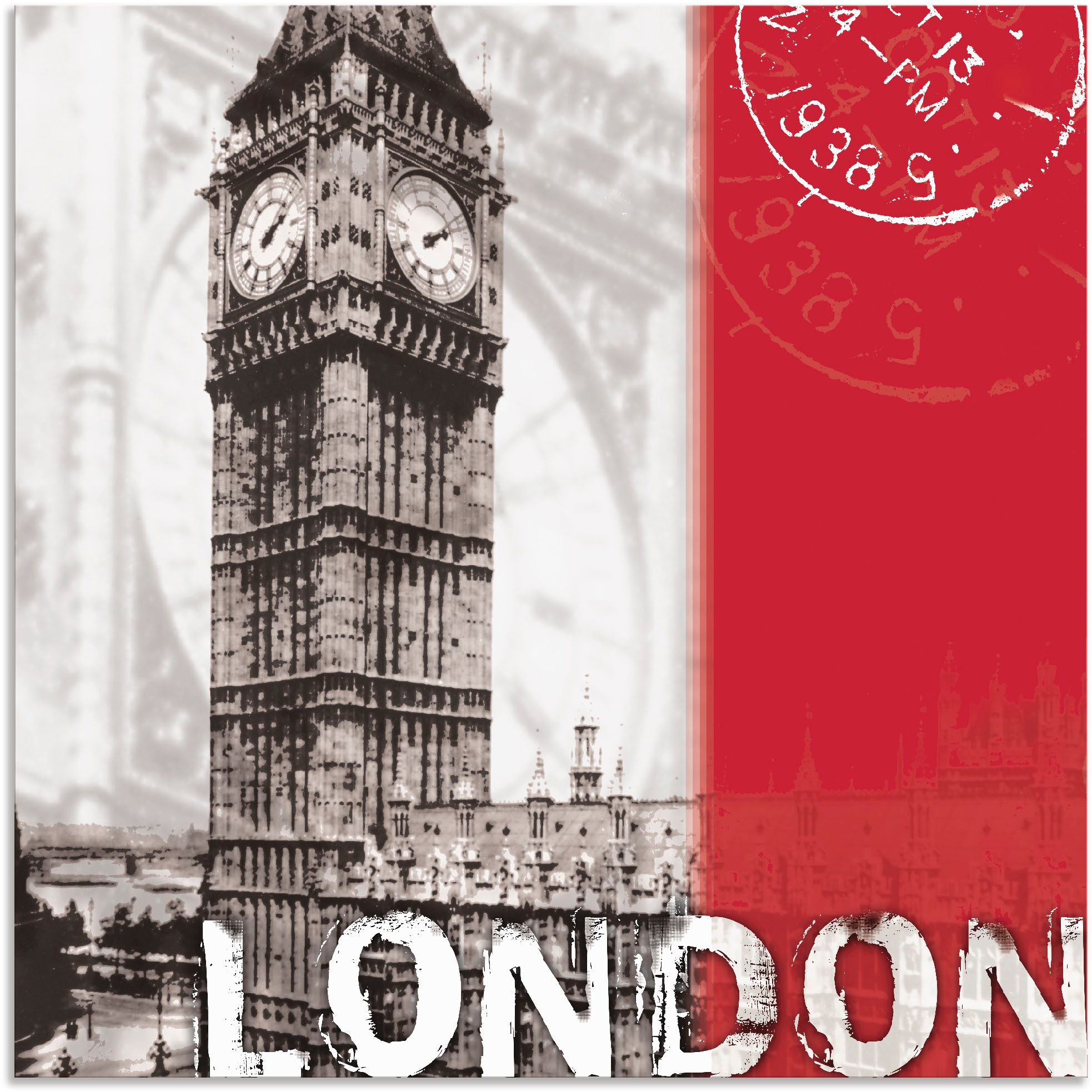 Image of Artland Wandbild »London_bordeauxrot«, Gebäude, (1 St.), in vielen Grössen & Produktarten - Alubild / Outdoorbild für den Aussenbereich, Leinwandbild, Poster, Wandaufkleber / Wandtattoo auch für Badezimmer geeignet bei Ackermann Versand Schweiz