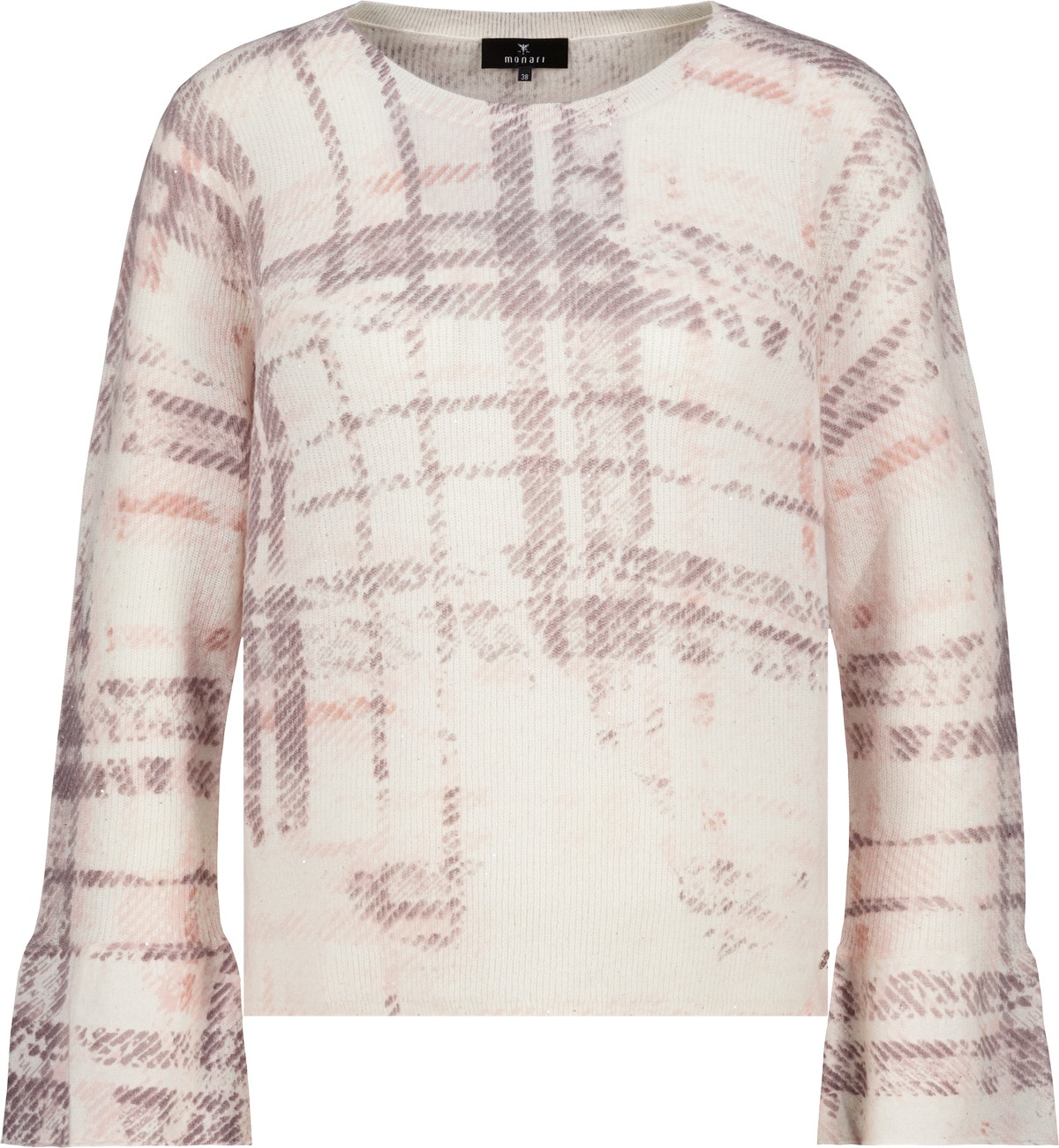 Monari Pull à col rond »Pullover Karodruck« Coupe régulière avec col rond