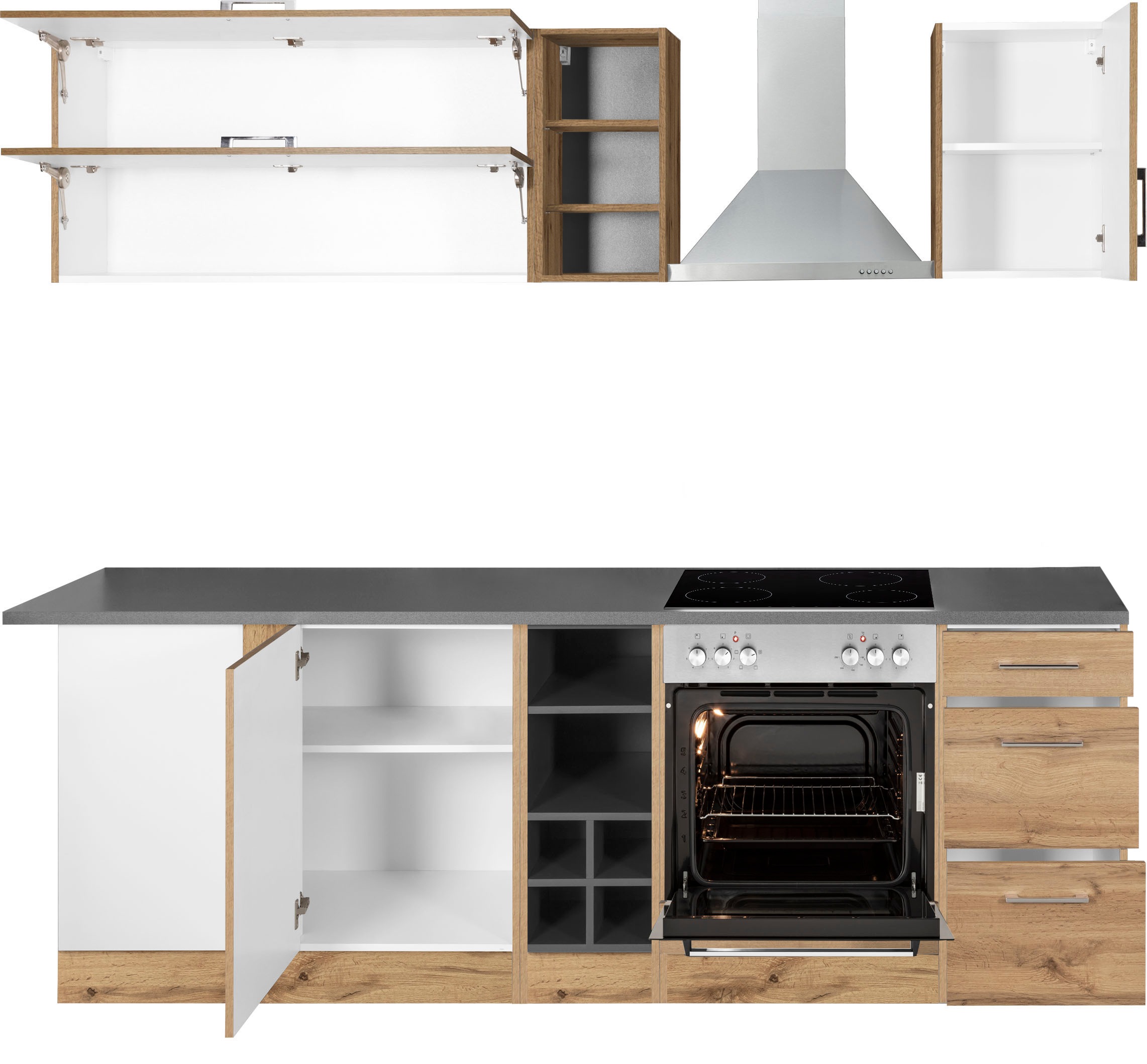 KOCHSTATION Cuisine d'angle »KS-Colmar« sans appareils électriques, largeur réglable 210/240 cm