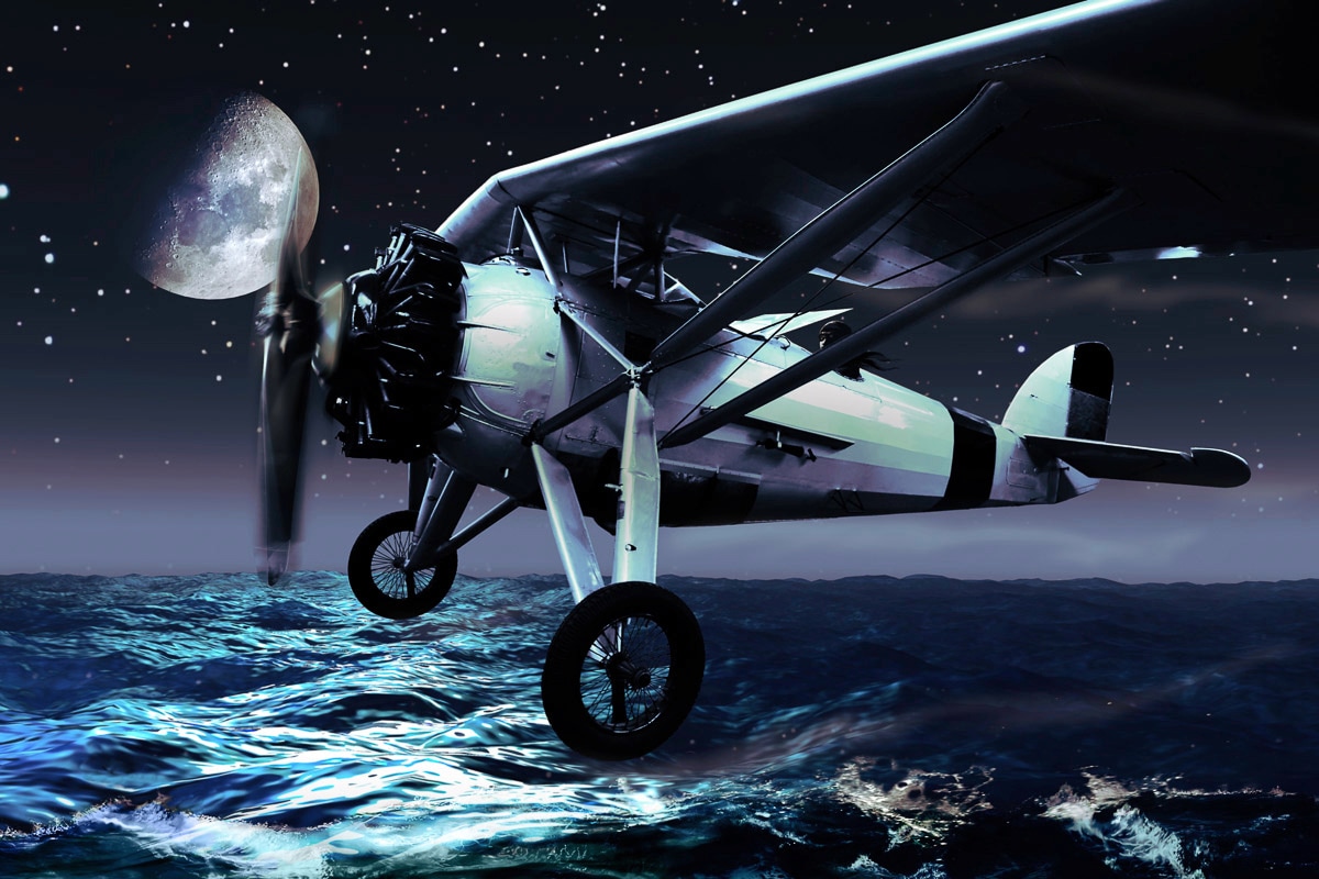Image of Papermoon Fototapete "Flugzeug über Wasser"