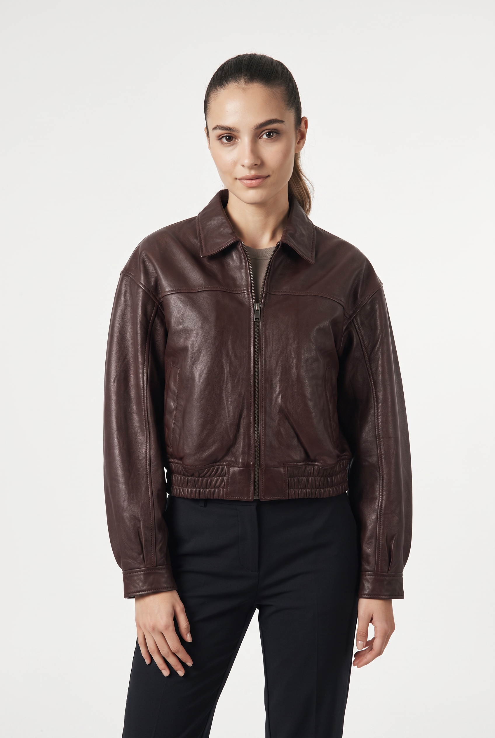 Image of Mauritius Lederjacke "MWMarcia" mit Umlegekragen, kurze Passform