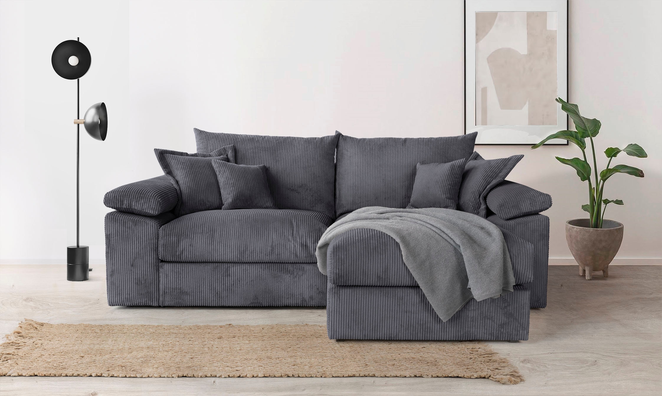 Home affaire Ecksofa »Soft&Cosy XL L-Form - Breite 246 cm«, Mega-Sofa, in Cord, Federkern-Polsterung