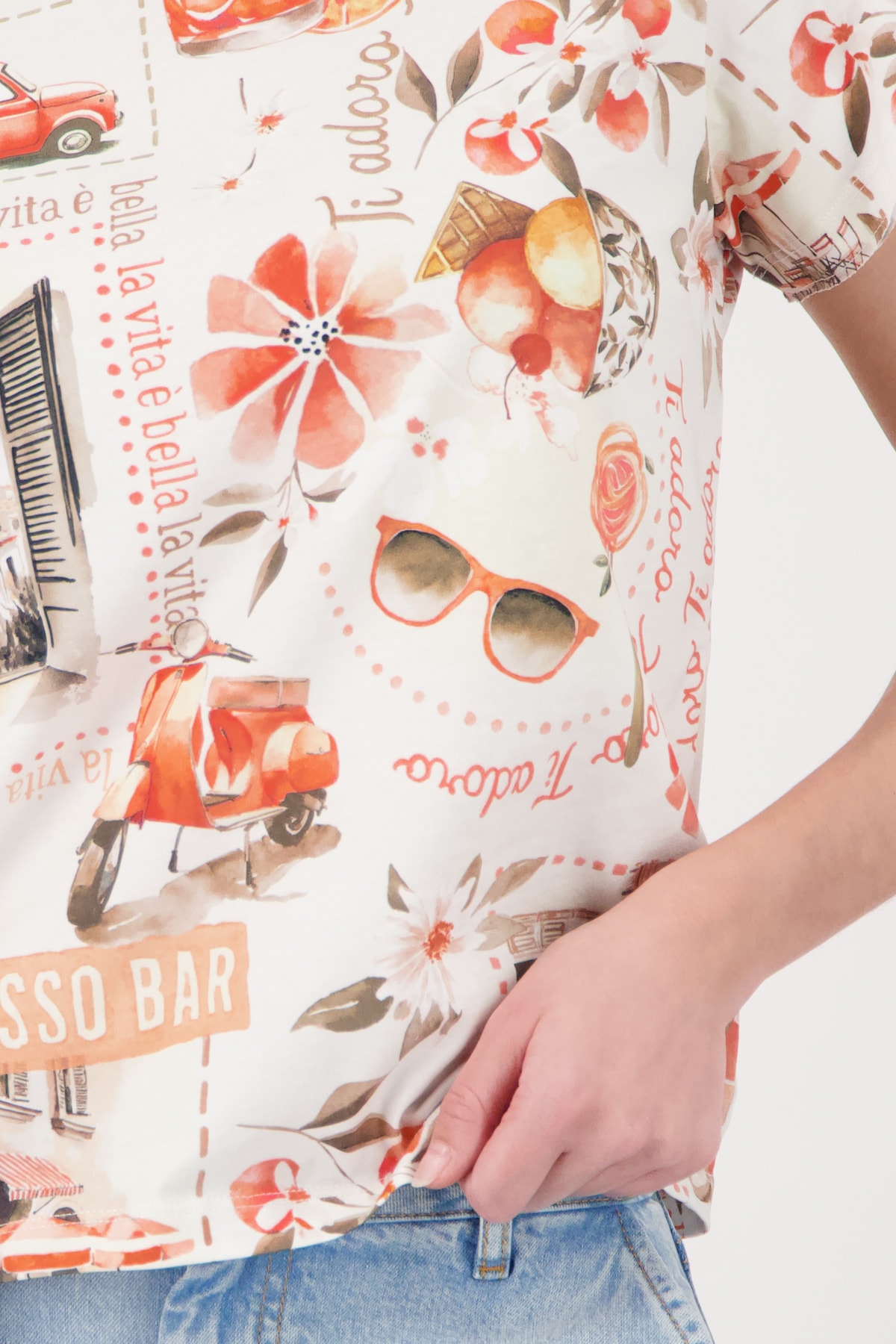 Monari T-shirt »Shirt Italydruck Allover« Regular fit mit Italienprint