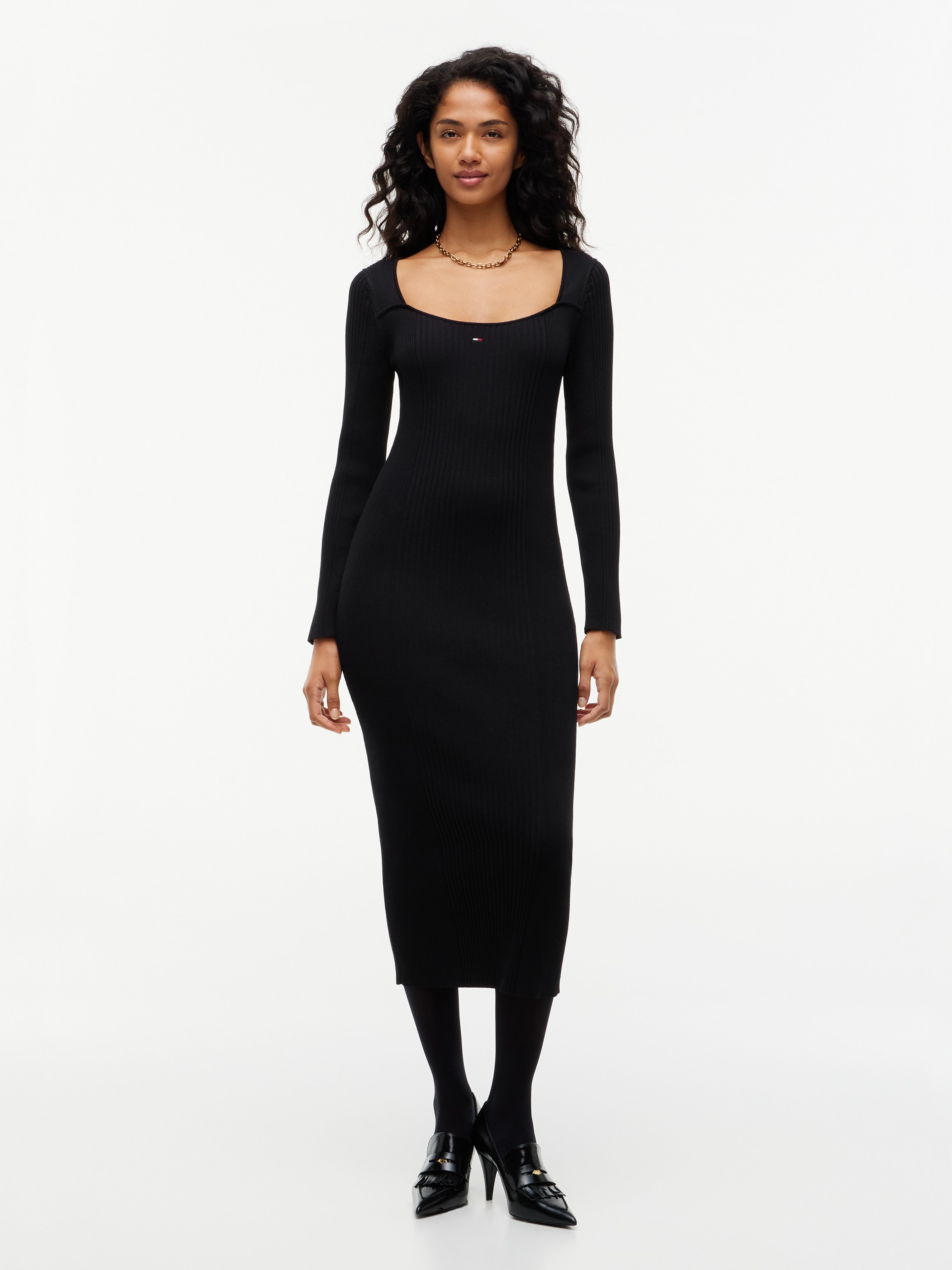 Image of Tommy Jeans Sweatkleid "TJW MIDI BODYCON SWEATER DRESS" Materialmix, figurbetont