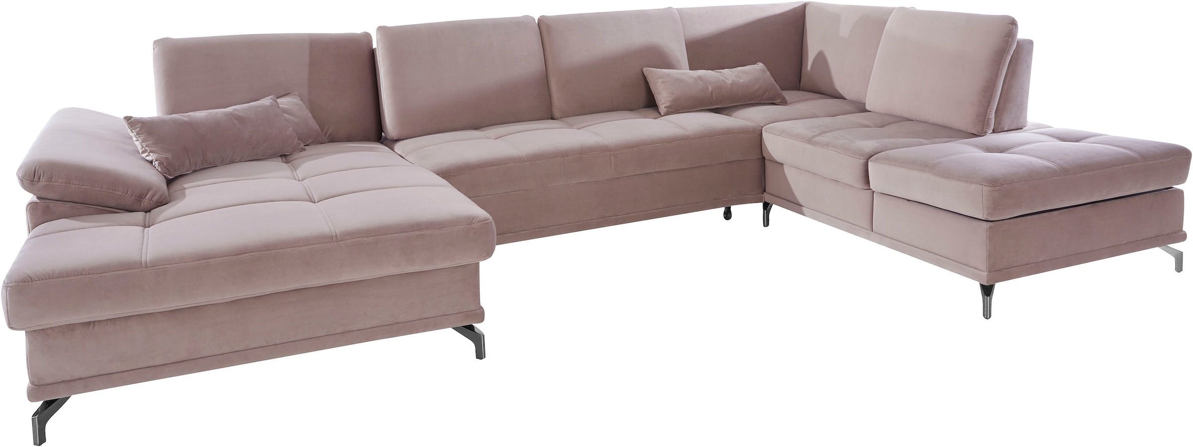 Places of Style Wohnlandschaft »Costello U-Form, mit Sitztiefenverstellung, Armteilverstellung und«, 3 Nierenkissen, optional Bettfunktion und Bettkasten