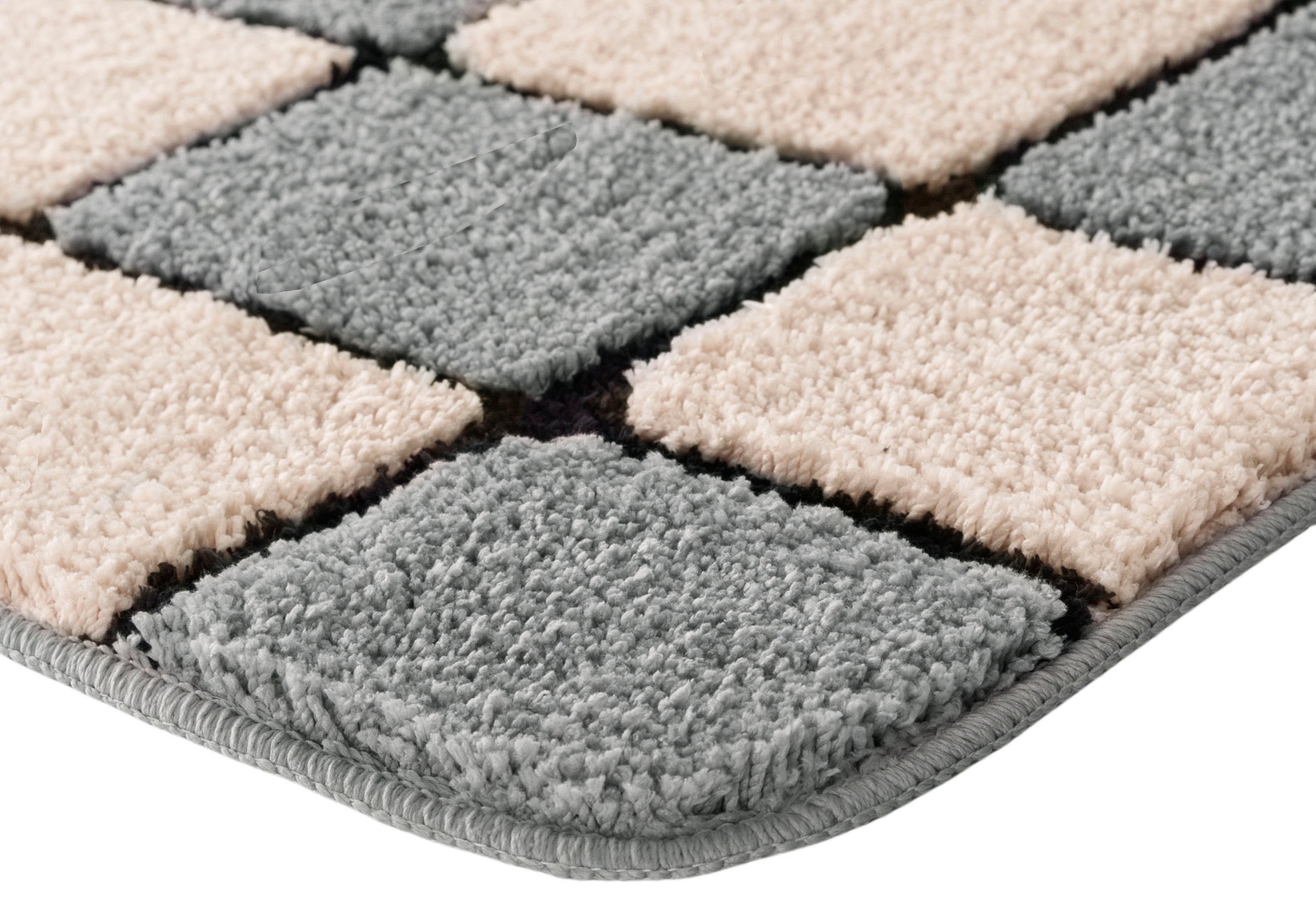 my home Badematte »Melli«, rutschhemmend beschichtet, fussbodenheizungsgeeignet, Badteppich, mit Muster, karierte Badematte
