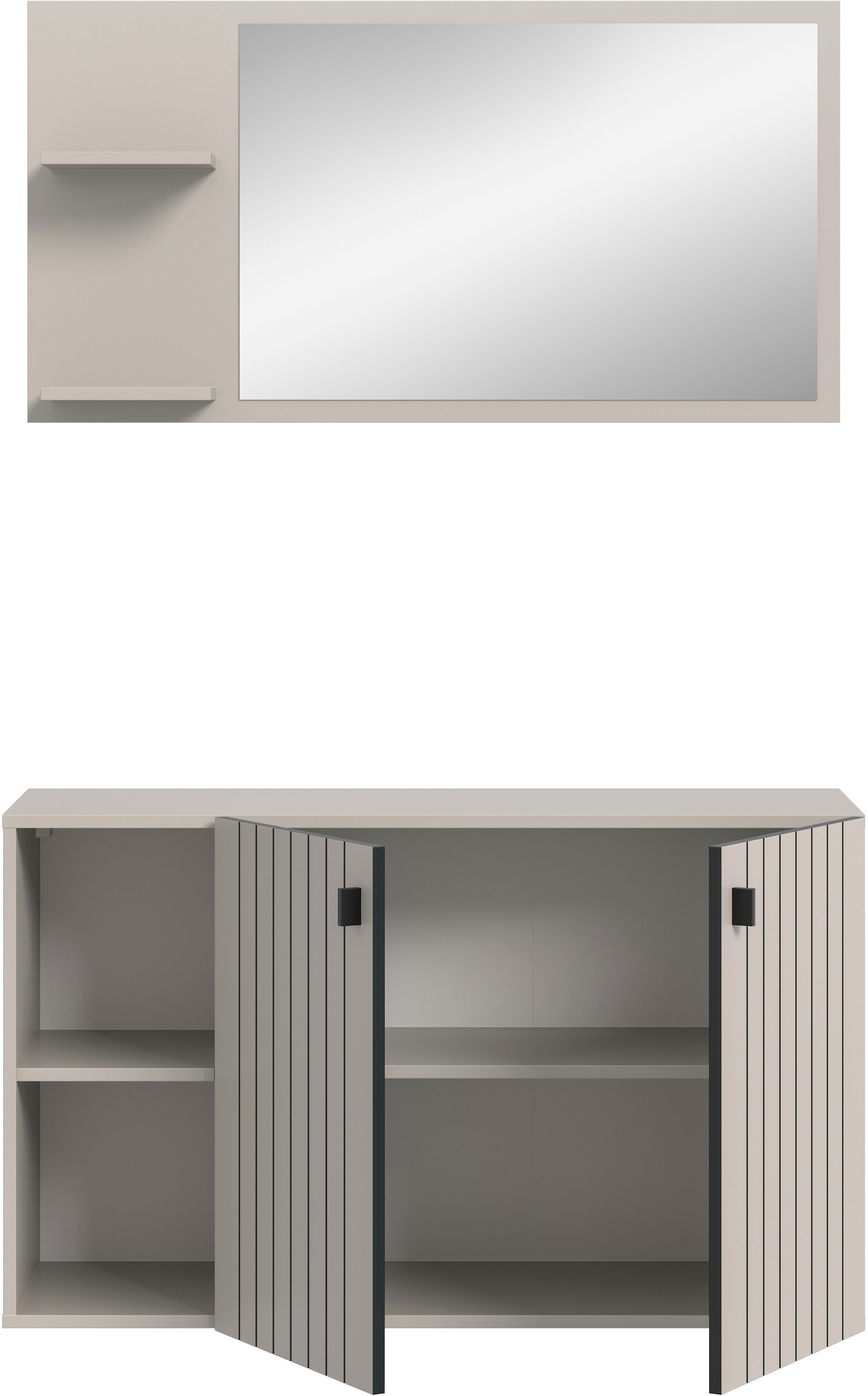 Home affaire Garderoben-Set »TATIO, 2-tlg. Garderobenkombination, Breite: 106 cm, Rillenfräsung« Set, Set, best. aus: 1 Spiegel, 1 Schuhkommode, 2 Stk. tlg.