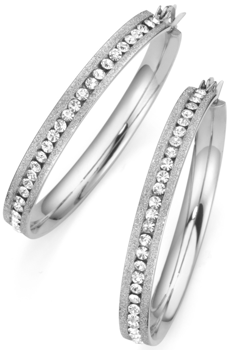 Image of Firetti Paar Creolen »mittig angeordnete Steine«, mit Kristallsteinen bei Ackermann Versand Schweiz