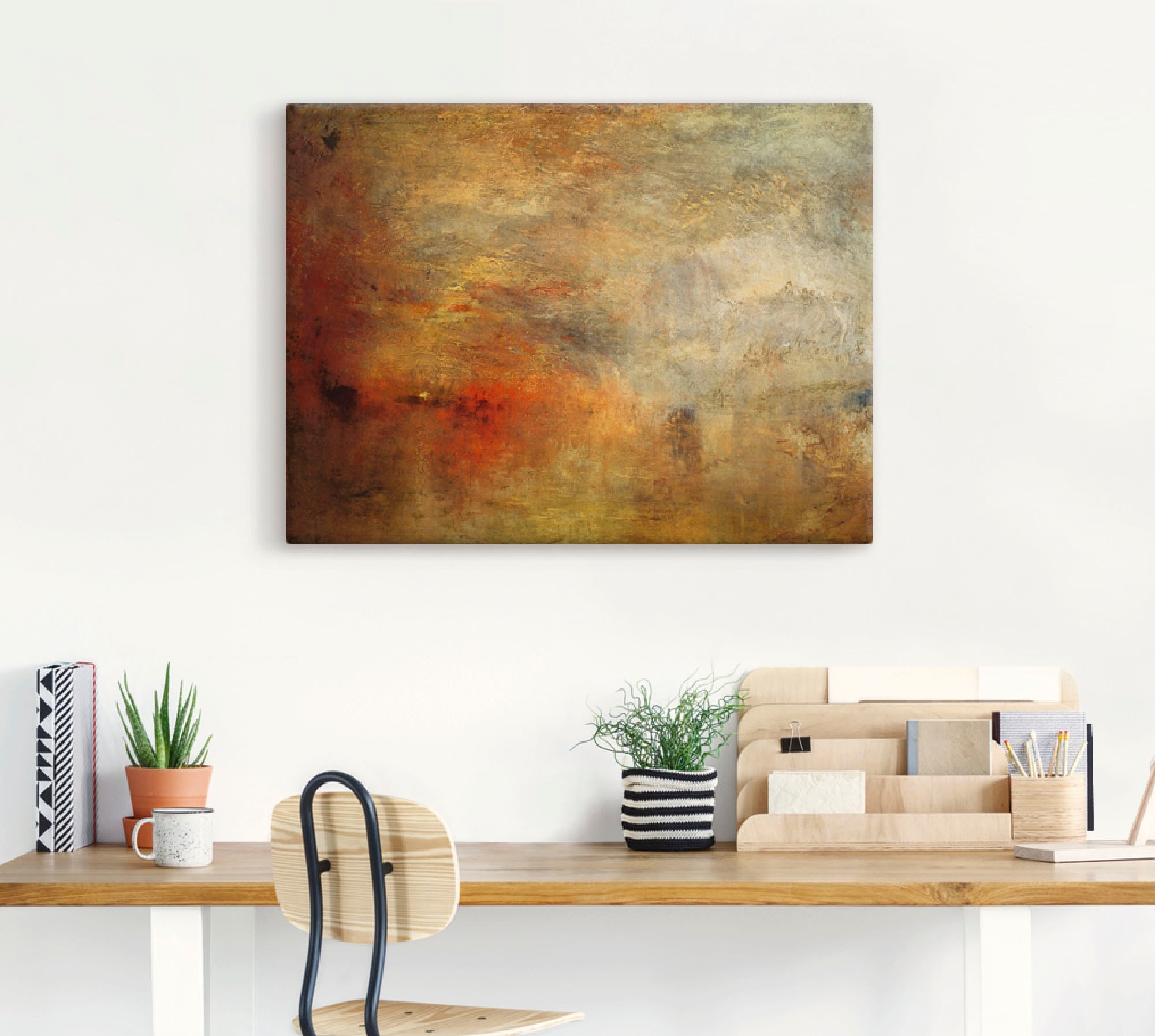 Artland Tableau sur toile »Sonnenuntergang über einem See. 1840« 1 cuis tlg. auf Holzrahmen gespannt