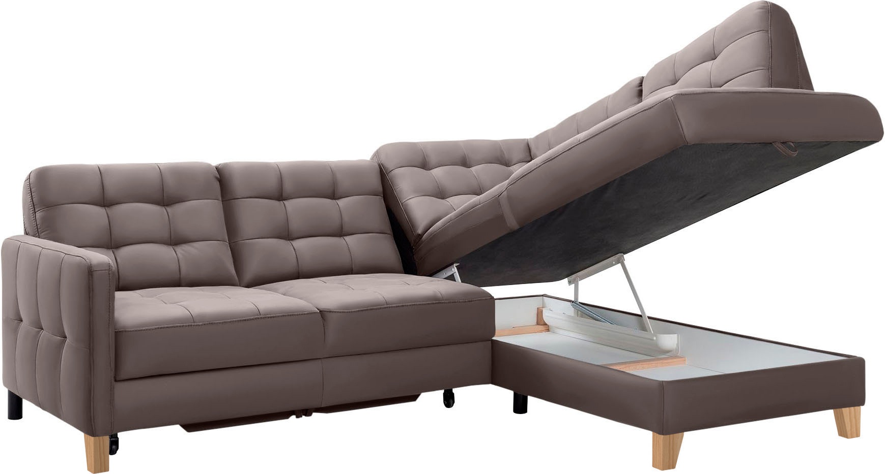 exxpo - sofa fashion Ecksofa »Elio, kompakt und komfortabel, bequem, zeitloses Design, L-Form«, wahlweise mit Bettfunktion und Bettkasten