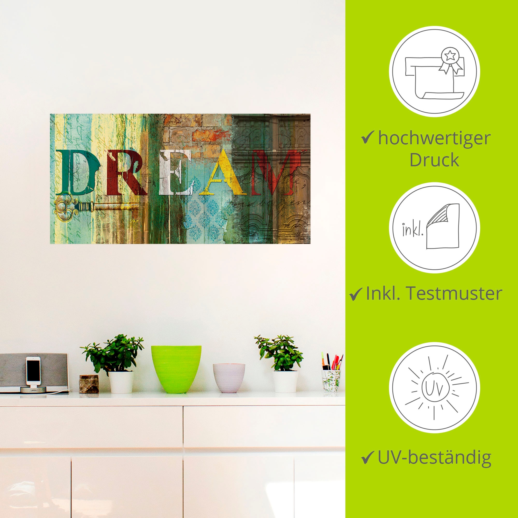 Artland Wandbild »Traum«, Sprüche & Texte, (1 St.), als Leinwandbild, Poster, Wandaufkleber in verschied. Grössen