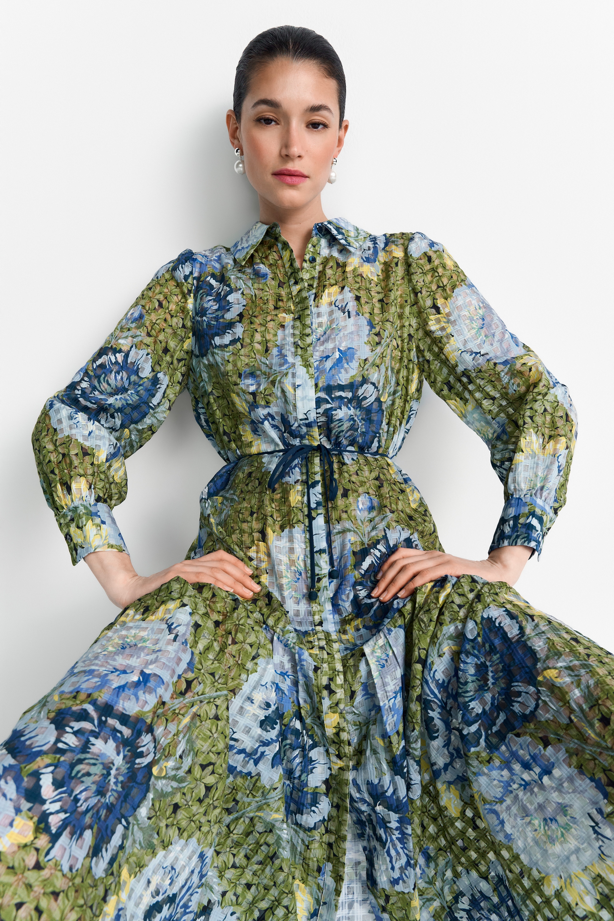 RICHROYAL Robe midi mit Pfingstrosenprint