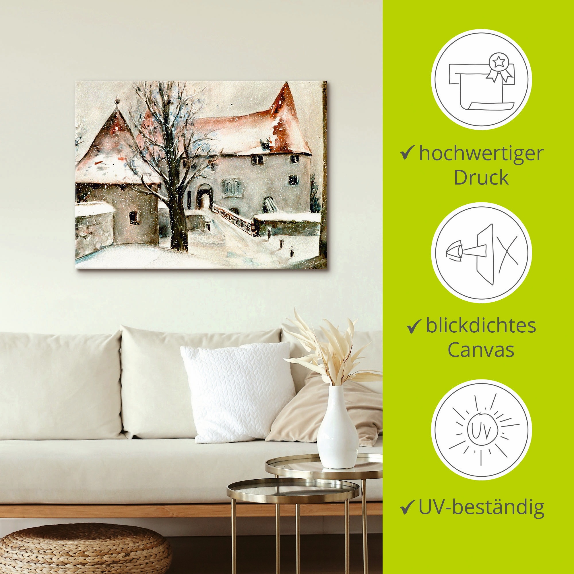 Artland Wandbild »Winter auf der Burg«, Gebäude, (1 St.), als Leinwandbild, Poster, Wandaufkleber in verschied. Grössen