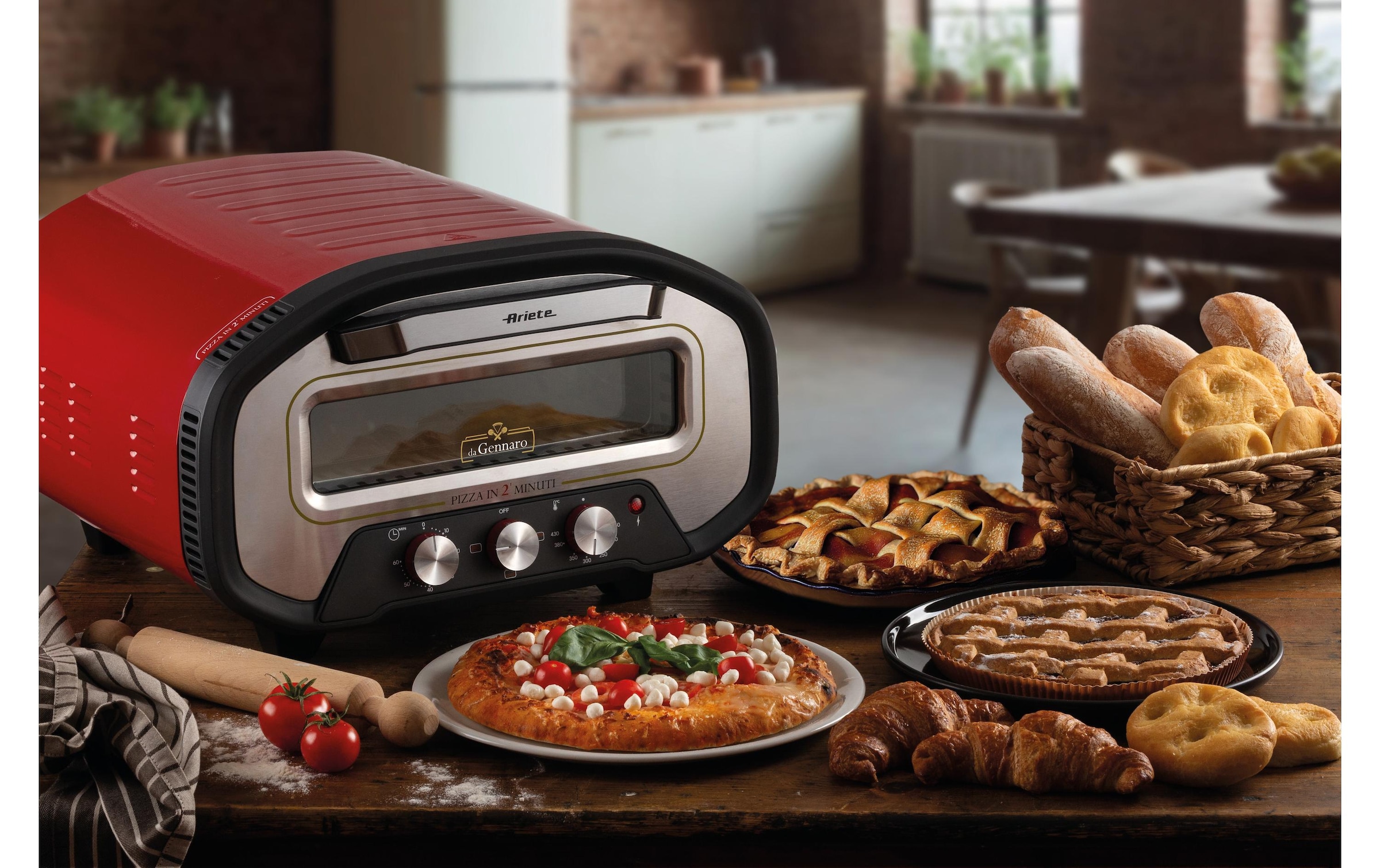 Ariete Four à pizza »3901« jusqu’à 430°C, pierre à pizza amovible, accessoires inclus